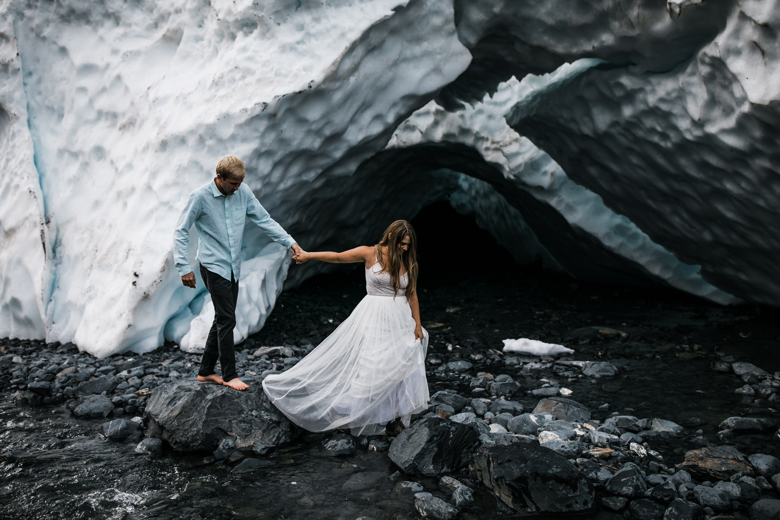 adventurous glacier engagement session near girdwood | alaska elopement photographer | glacier wedding inspiration | the hearnes adventure photography | www.thehearnes.com