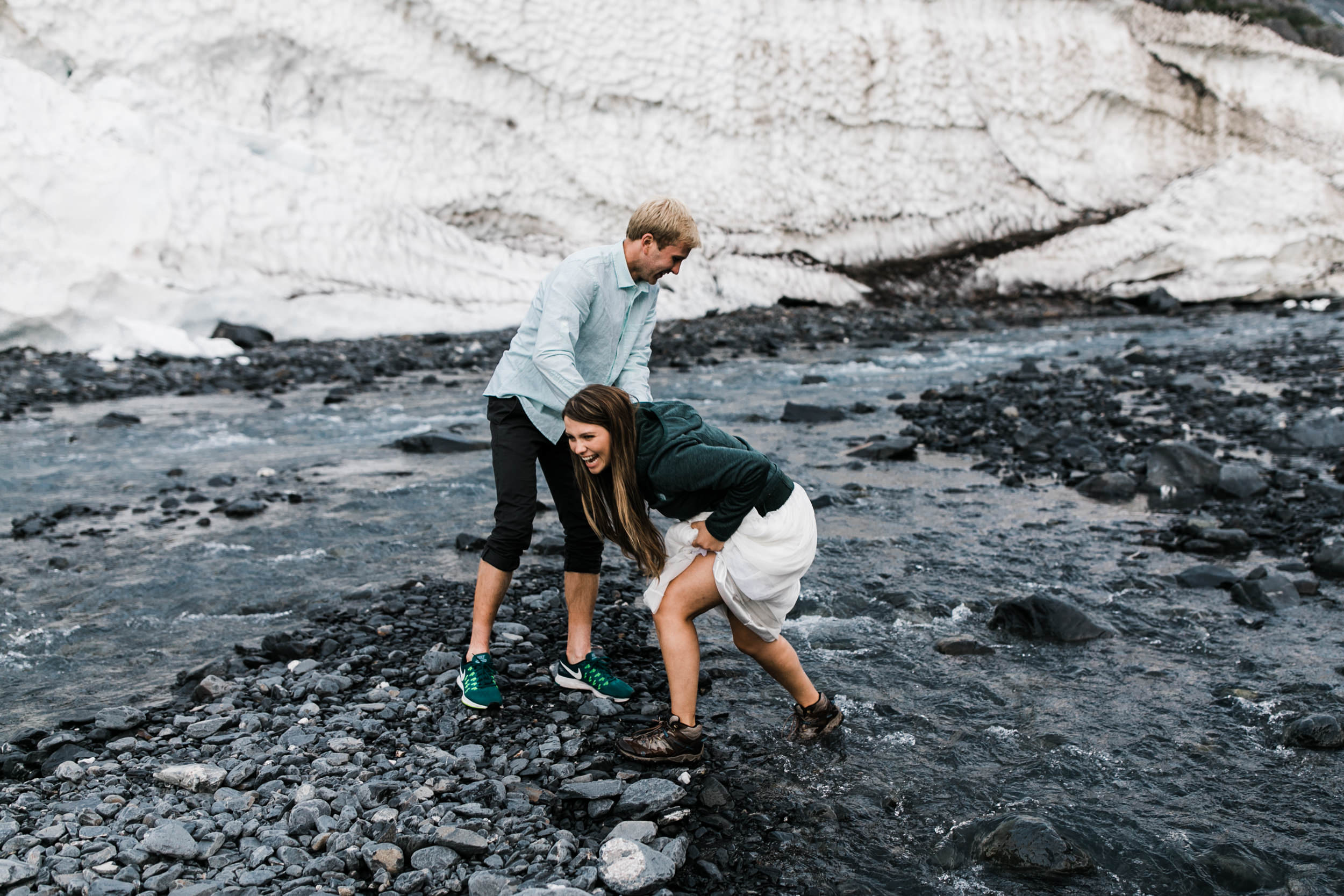 adventurous glacier engagement session near girdwood | alaska elopement photographer | glacier wedding inspiration | the hearnes adventure photography | www.thehearnes.com