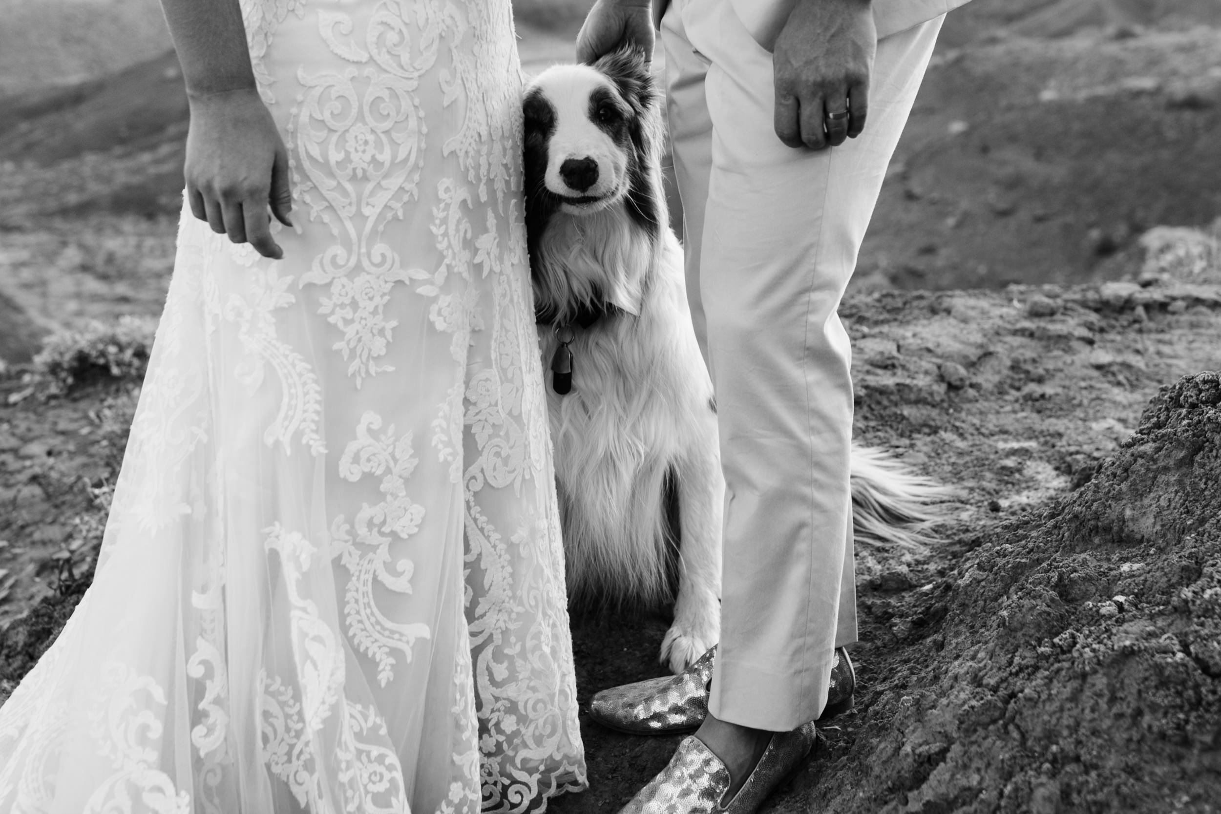 sunrise adventure wedding session | moab, utah elopement photographer | desert wedding inspiration | blue tux | mint colored suit | unique groom | the hearnes adventure photography