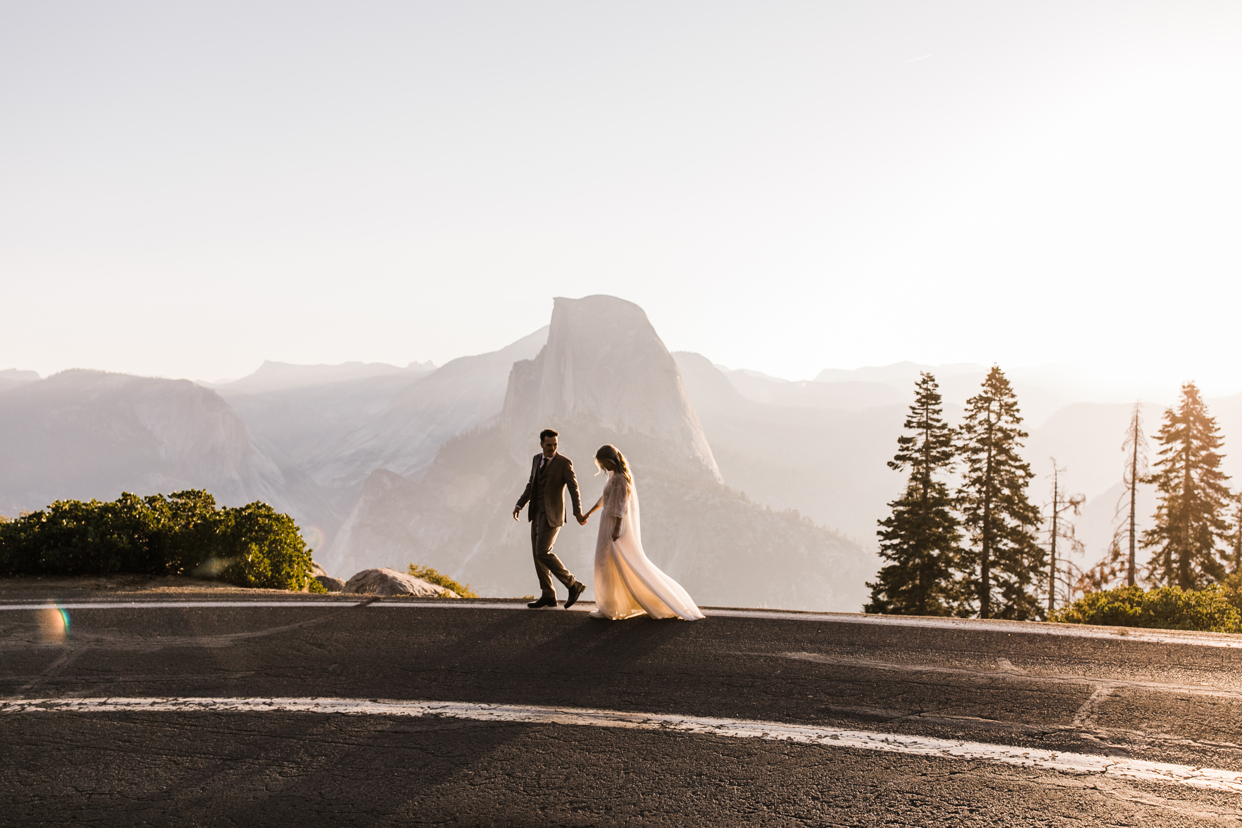 sunrise elopement in yosemite national park | wedding portraits at glacier point | wedding ceremony at taft point | adventure elopement photographer