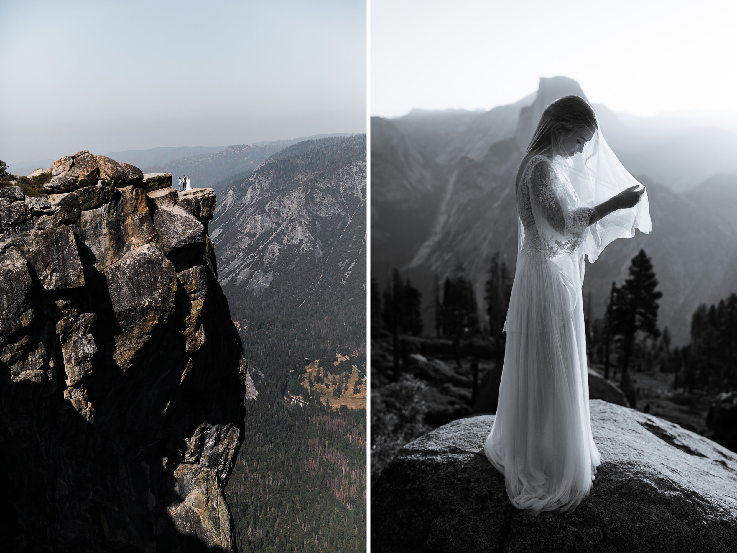 sunrise elopement in yosemite national park | wedding portraits at glacier point | wedding ceremony at taft point | adventure elopement photographer