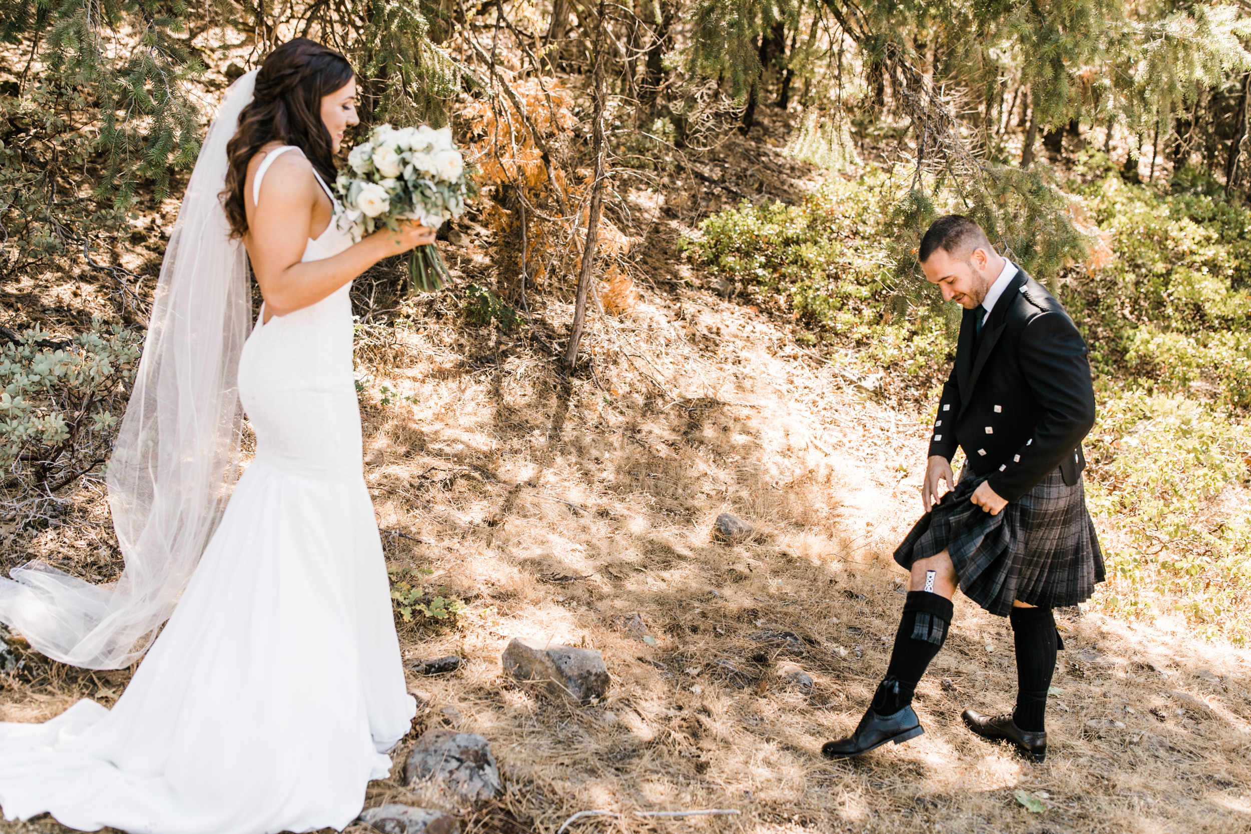 destination elopement in yosemite national park | ceremony + portraits at taft point | groom wearing a kilt + bride wearing boots | the hearnes elopement photography