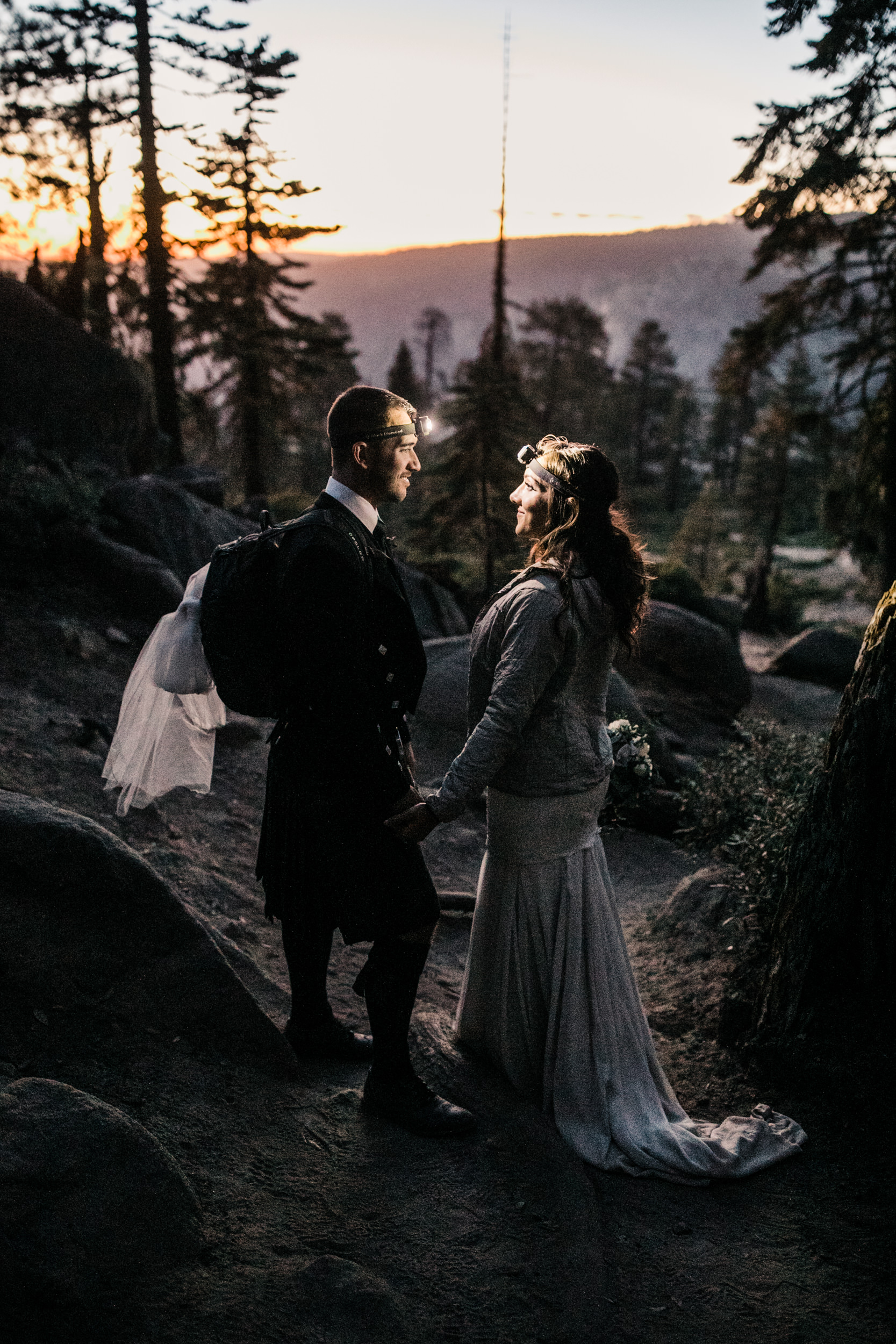 destination elopement in yosemite national park | ceremony + portraits at taft point | groom wearing a kilt + bride wearing boots | the hearnes elopement photography