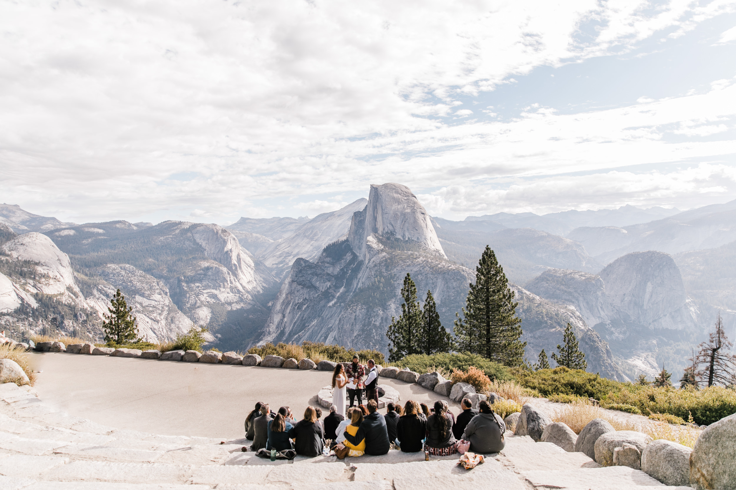 morgan + trevor’s intimate wedding in yosemite national park | private vows at sunrise + wedding ceremony at Glacier Point | groom wearing a kilt | adventure elopement photographer