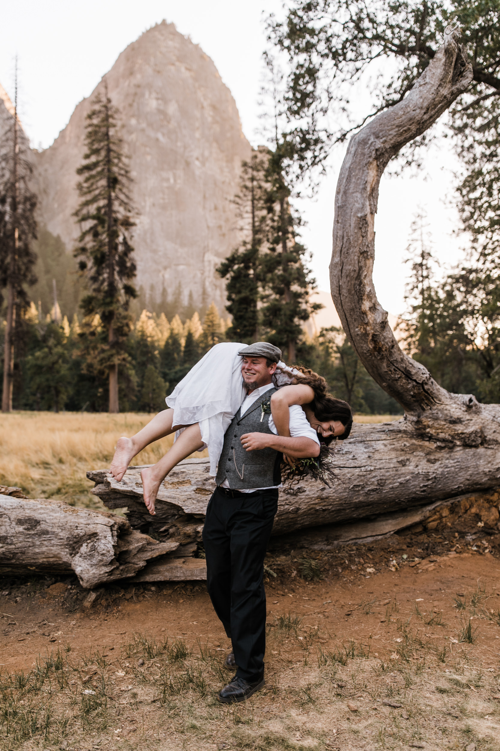 morgan + trevor’s intimate wedding in yosemite national park | private vows at sunrise + wedding ceremony at Glacier Point | groom wearing a kilt | adventure elopement photographer