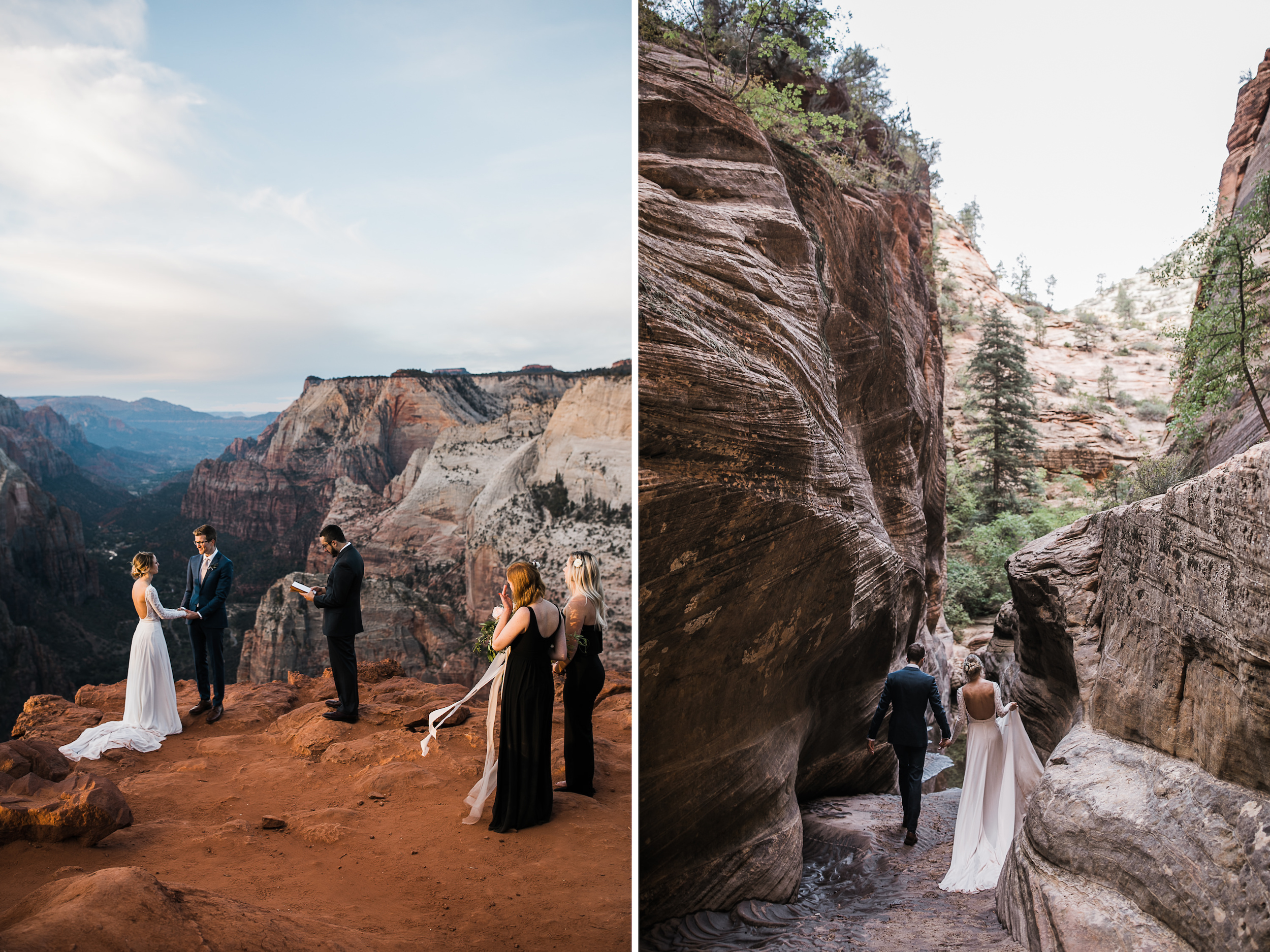 erin + marshall’s sunrise elopement ceremony overlooking zion national park | hiking wedding | utah elopement photographer | the hearnes adventure photography