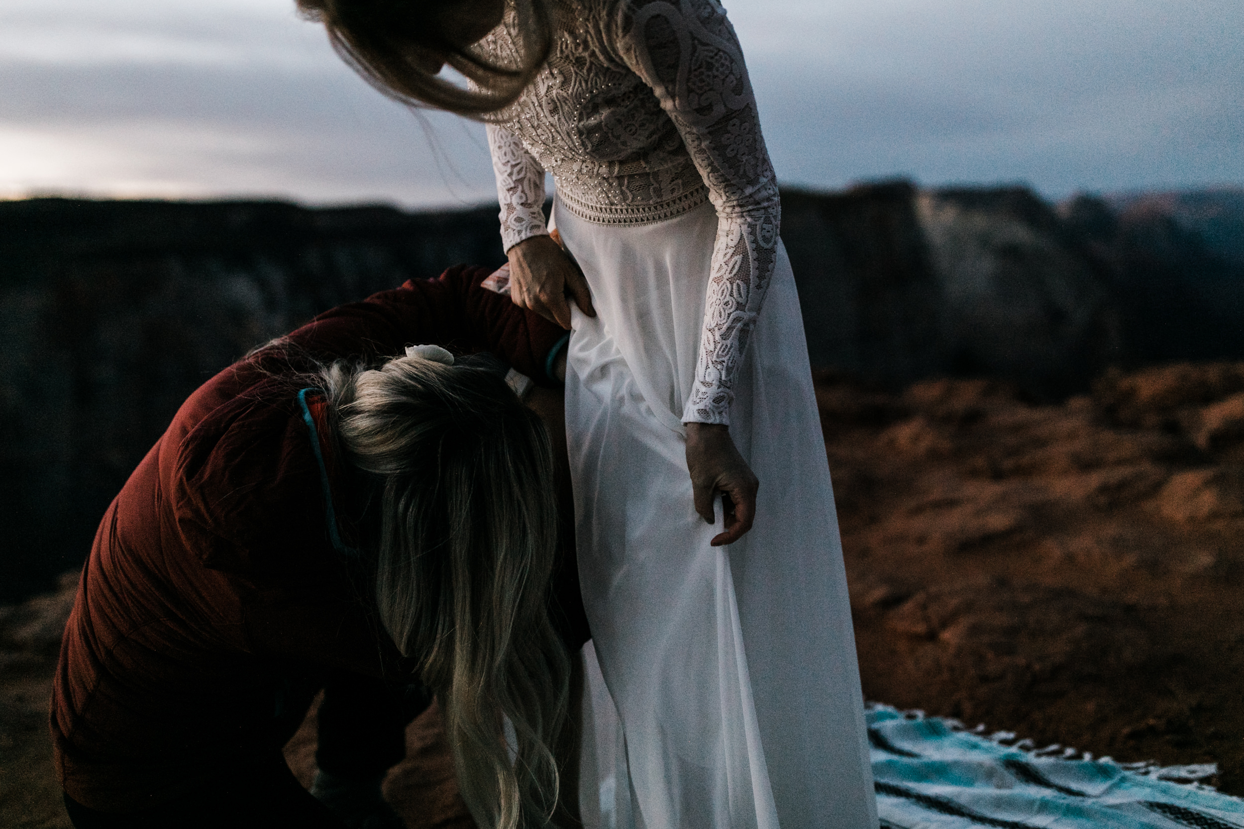 erin + marshall’s sunrise elopement ceremony overlooking zion national park | hiking wedding | utah elopement photographer | the hearnes adventure photography