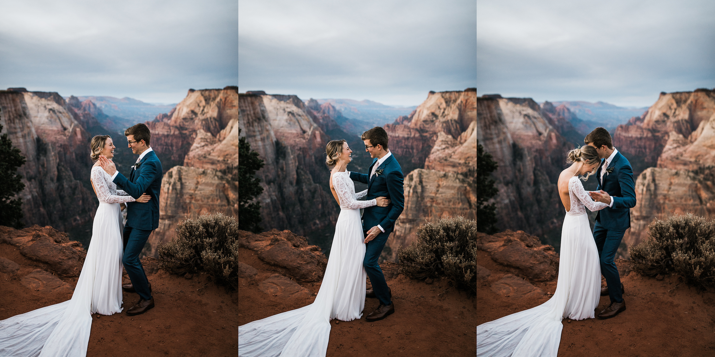 erin + marshall’s sunrise elopement ceremony overlooking zion national park | hiking wedding | utah elopement photographer | the hearnes adventure photography