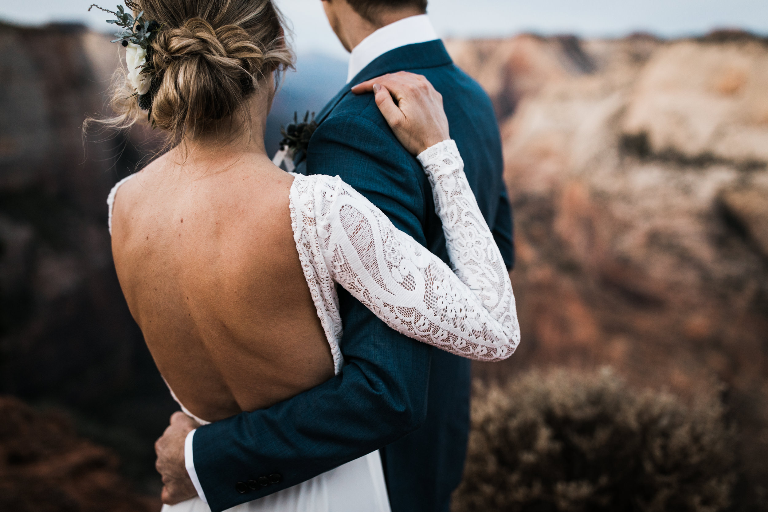 erin + marshall’s sunrise elopement ceremony overlooking zion national park | hiking wedding | utah elopement photographer | the hearnes adventure photography