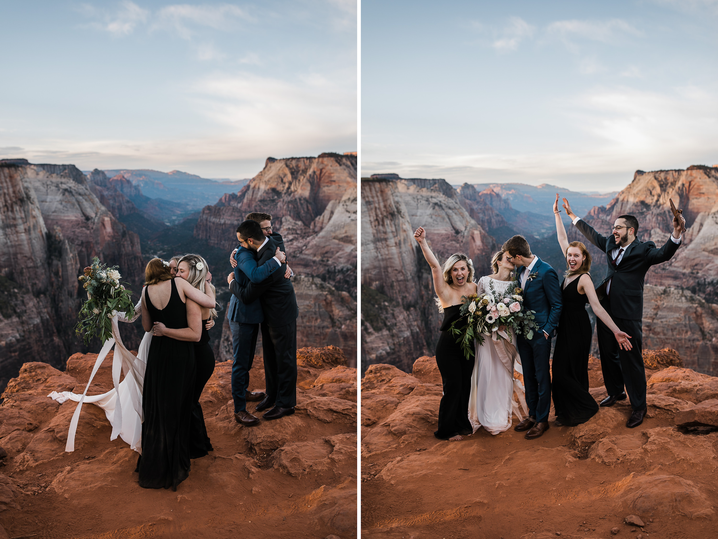 erin + marshall’s sunrise elopement ceremony overlooking zion national park | hiking wedding | utah elopement photographer | the hearnes adventure photography