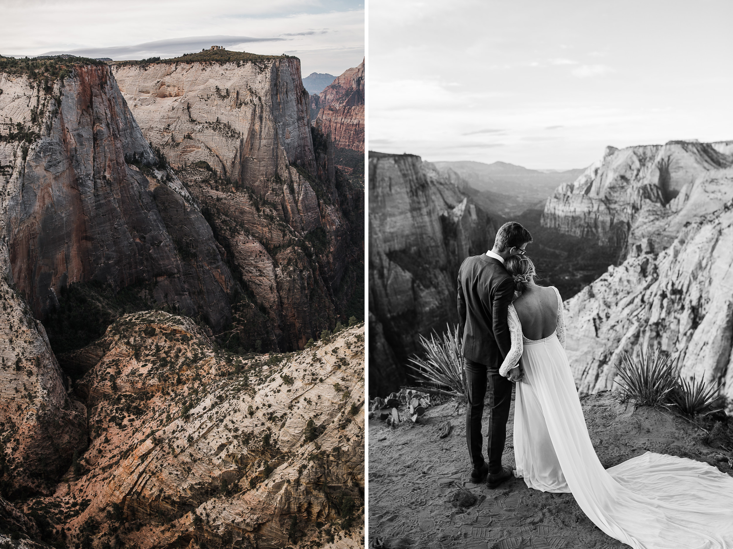 erin + marshall’s sunrise elopement ceremony overlooking zion national park | hiking wedding | utah elopement photographer | the hearnes adventure photography