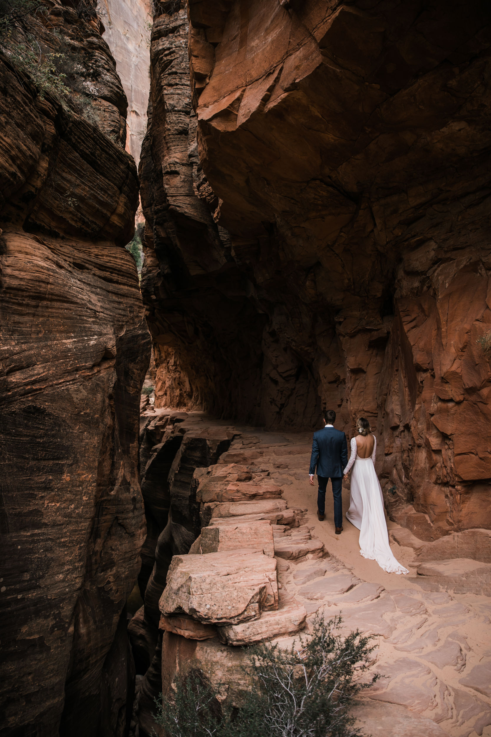 erin + marshall’s sunrise elopement ceremony overlooking zion national park | hiking wedding | utah elopement photographer | the hearnes adventure photography