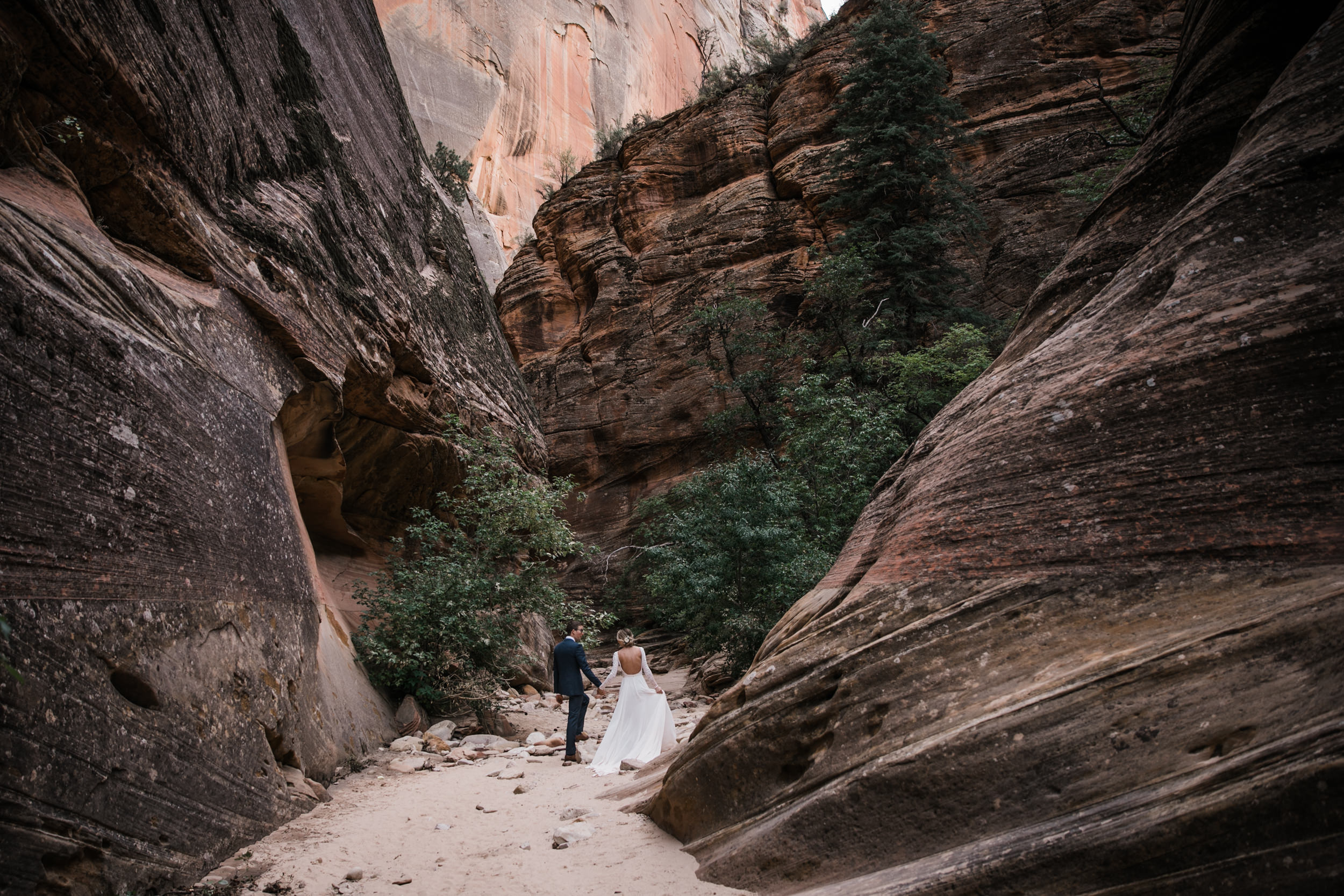 erin + marshall’s sunrise elopement ceremony overlooking zion national park | hiking wedding | utah elopement photographer | the hearnes adventure photography