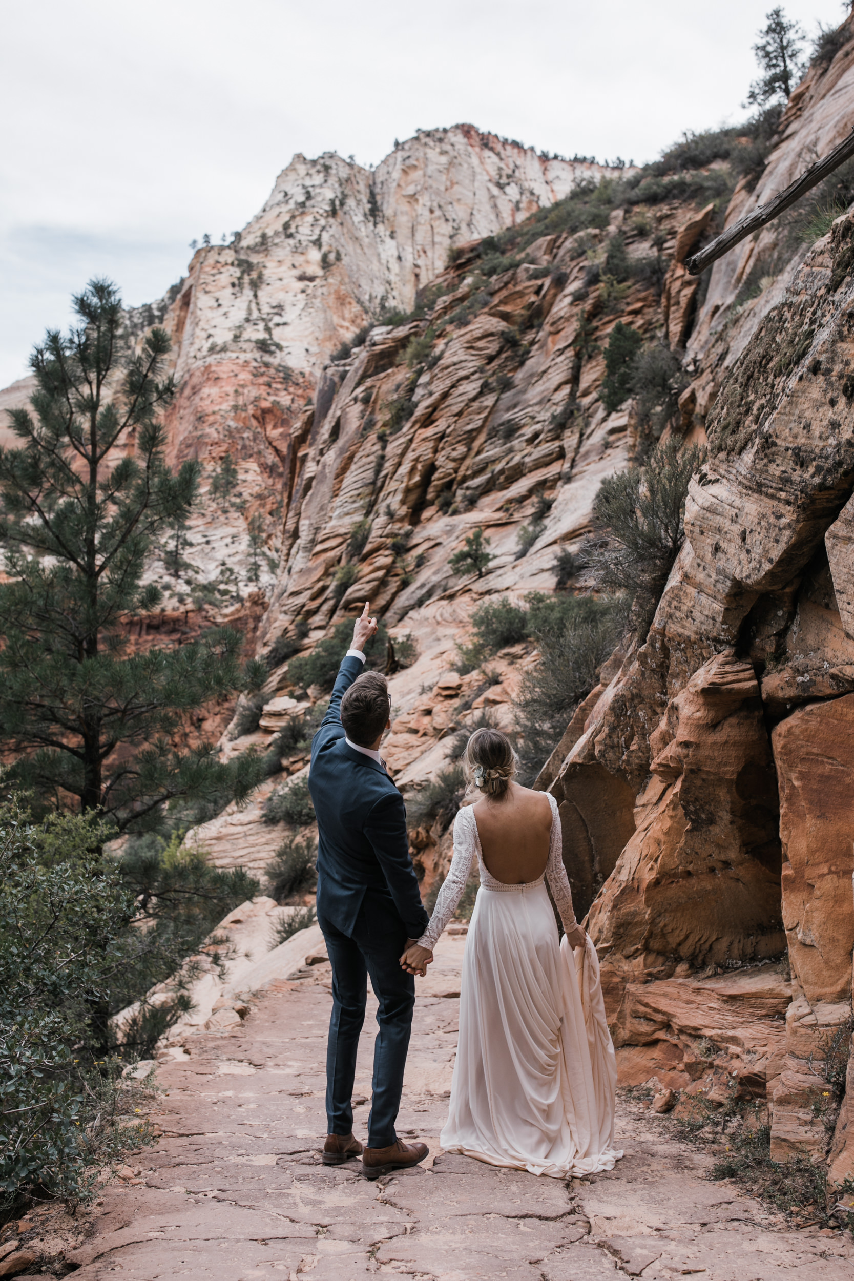 erin + marshall’s sunrise elopement ceremony overlooking zion national park | hiking wedding | utah elopement photographer | the hearnes adventure photography