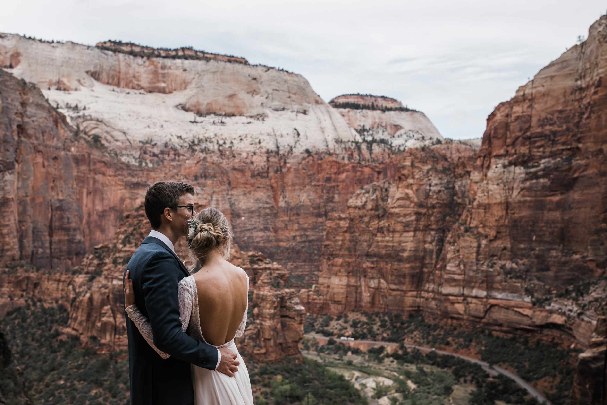 erin + marshall’s sunrise elopement ceremony overlooking zion national park | hiking wedding | utah elopement photographer | the hearnes adventure photography