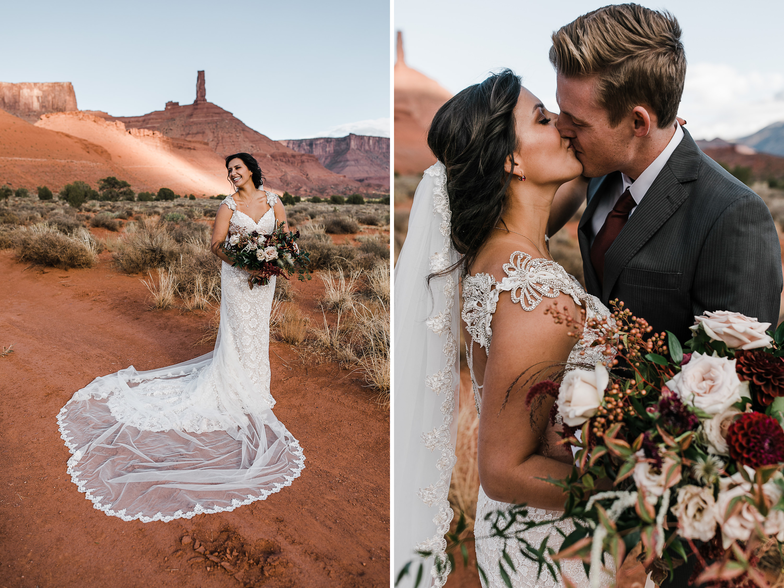 moab, utah wedding first look session | galia lahav bride | bridals in the desert | the hearnes adventure photography