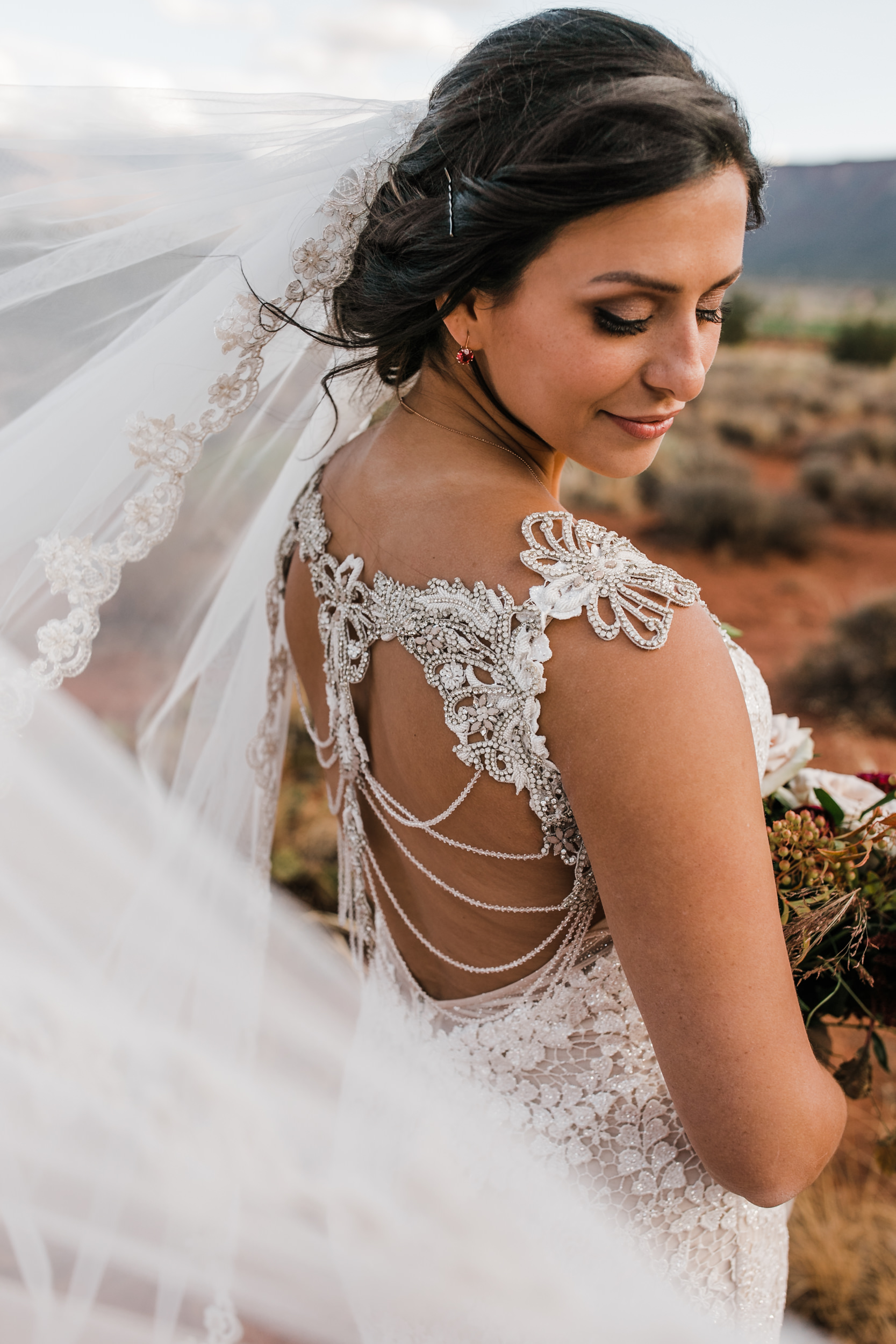 moab, utah wedding first look session | galia lahav bride | bridals in the desert | the hearnes adventure photography