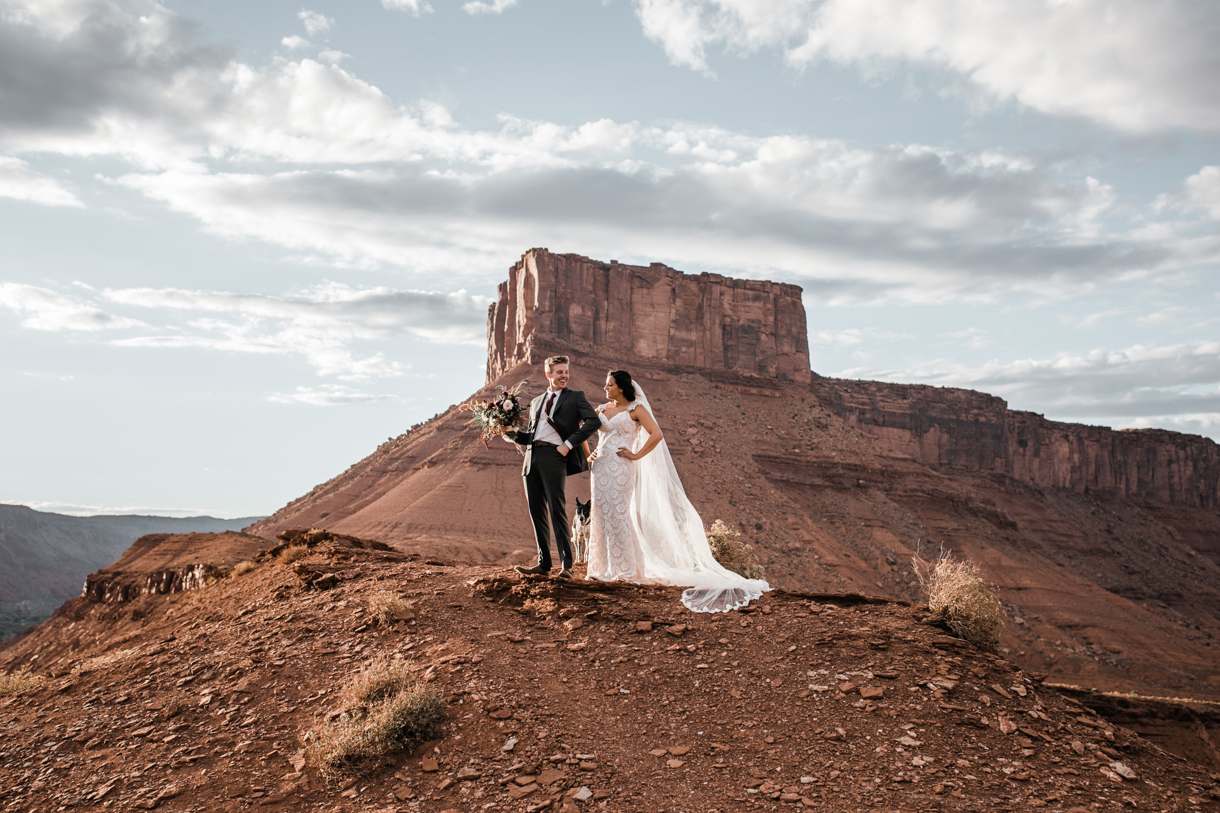 moab, utah wedding first look session | galia lahav bride | bridals in the desert | the hearnes adventure photography