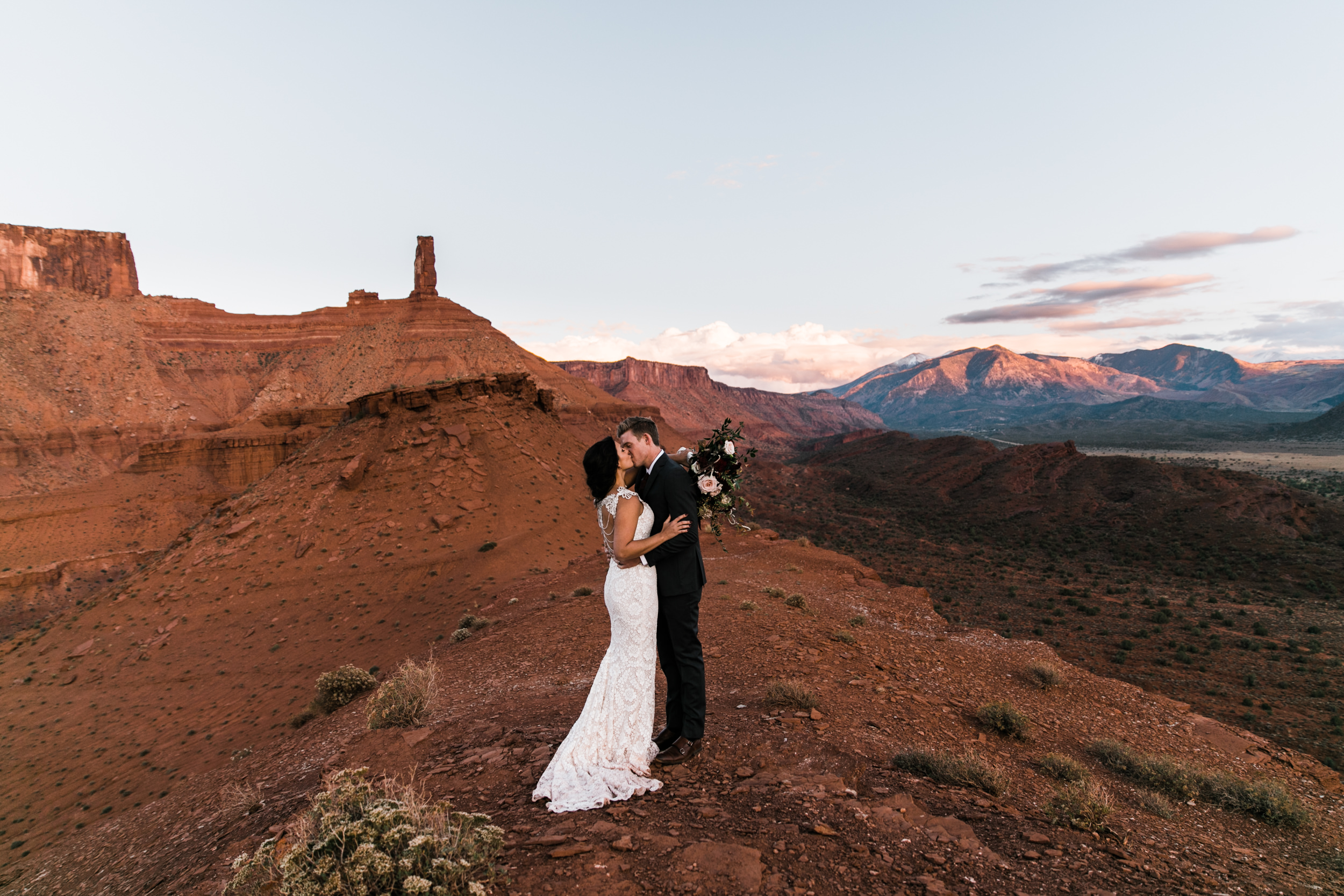 moab, utah wedding first look session | galia lahav bride | bridals in the desert | the hearnes adventure photography