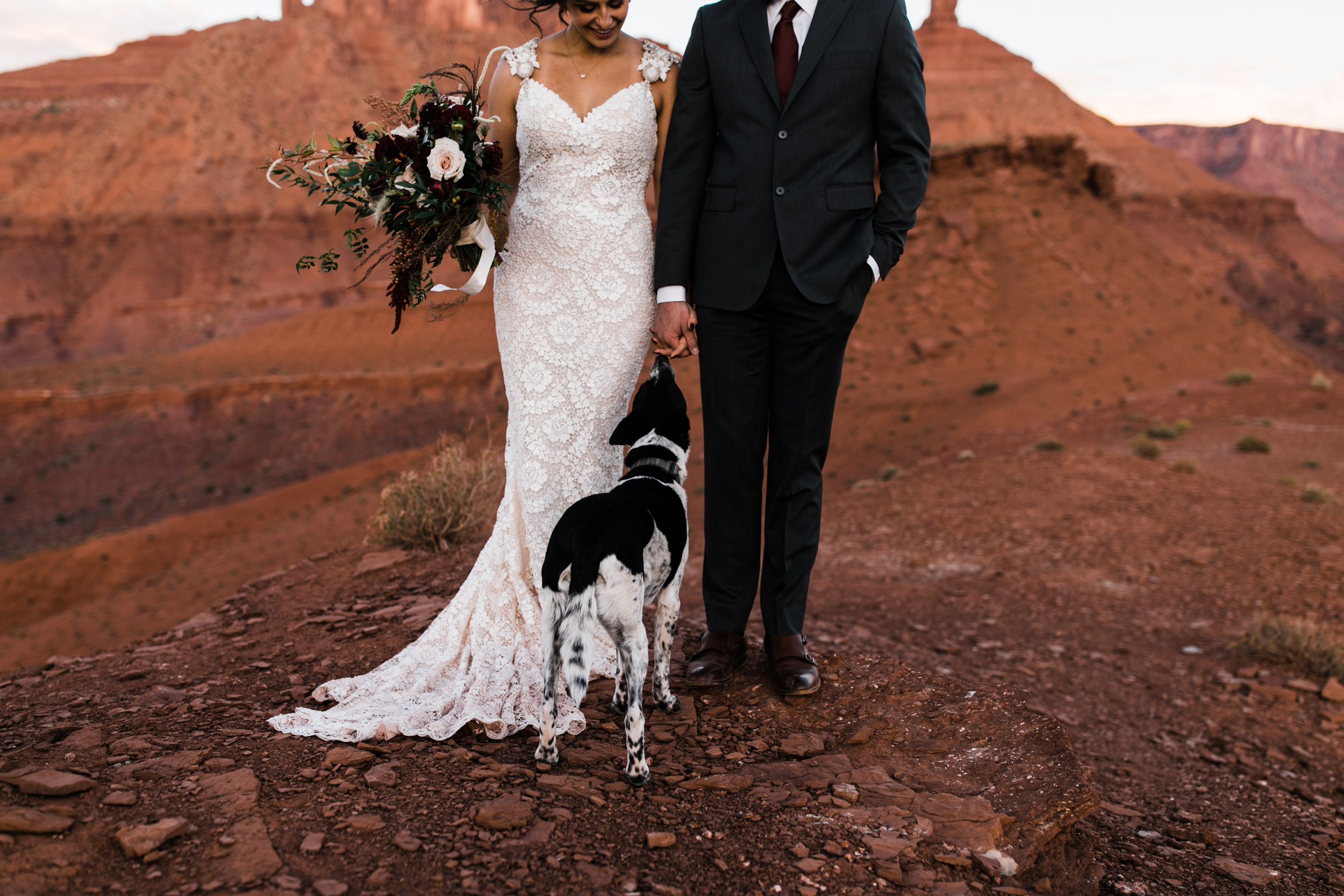 moab, utah wedding first look session | galia lahav bride | bridals in the desert | the hearnes adventure photography