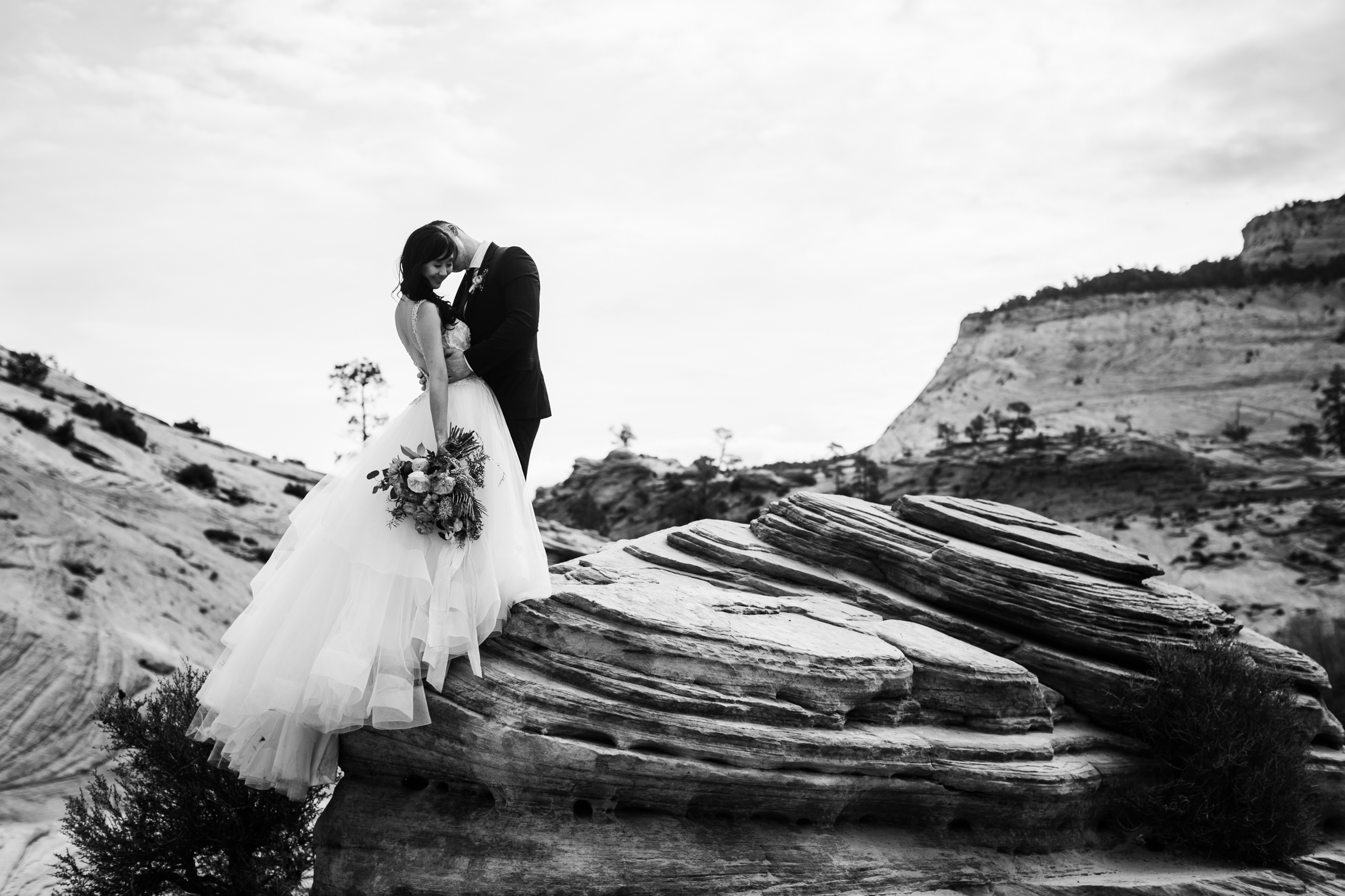 black and white national park wedding photograph the hearnes