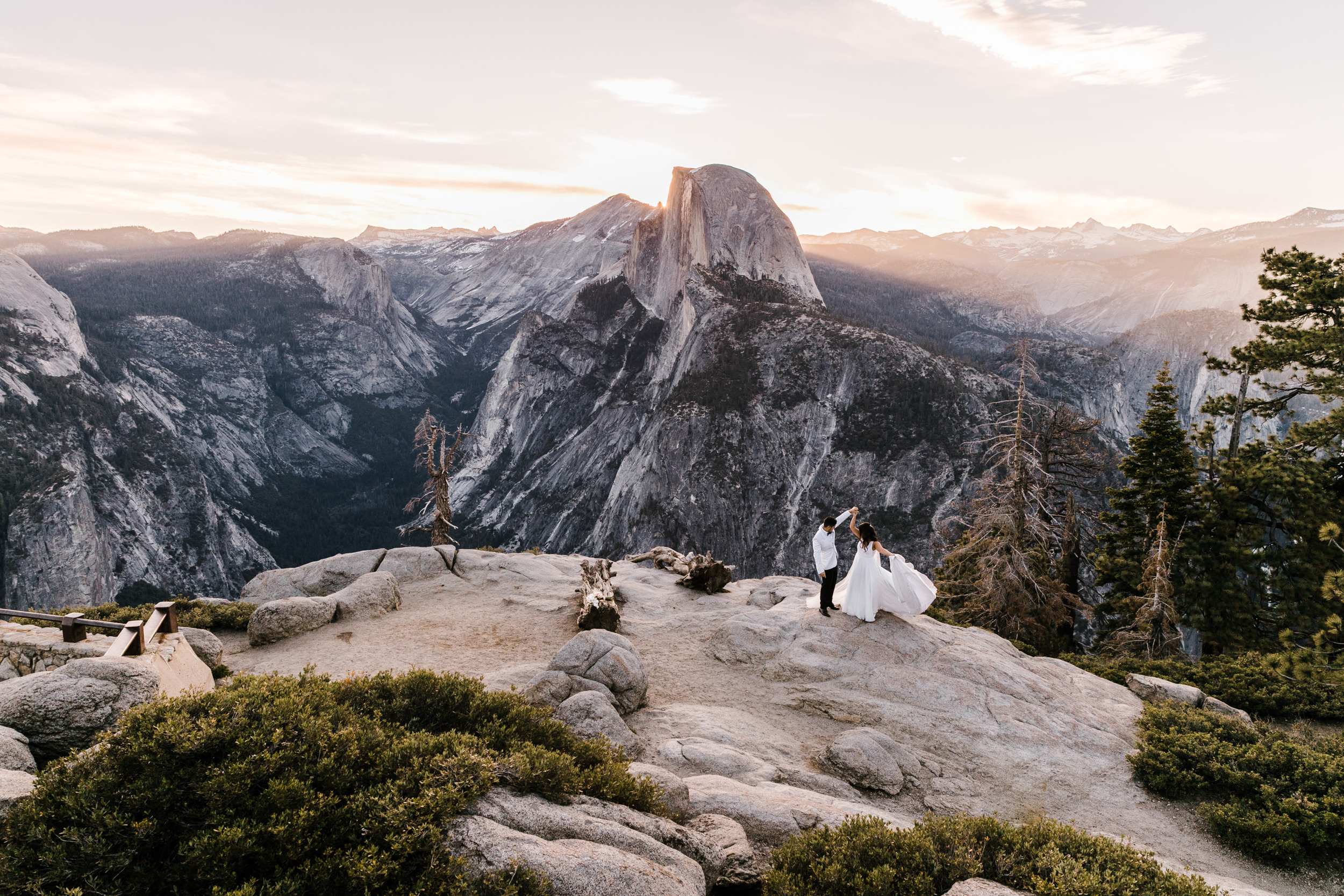 Adventurous Destination Elopement in Yosemite National Park | Glacier Point Sunrise First Look + Taft Point Ceremony | The Hearnes Adventure Photography