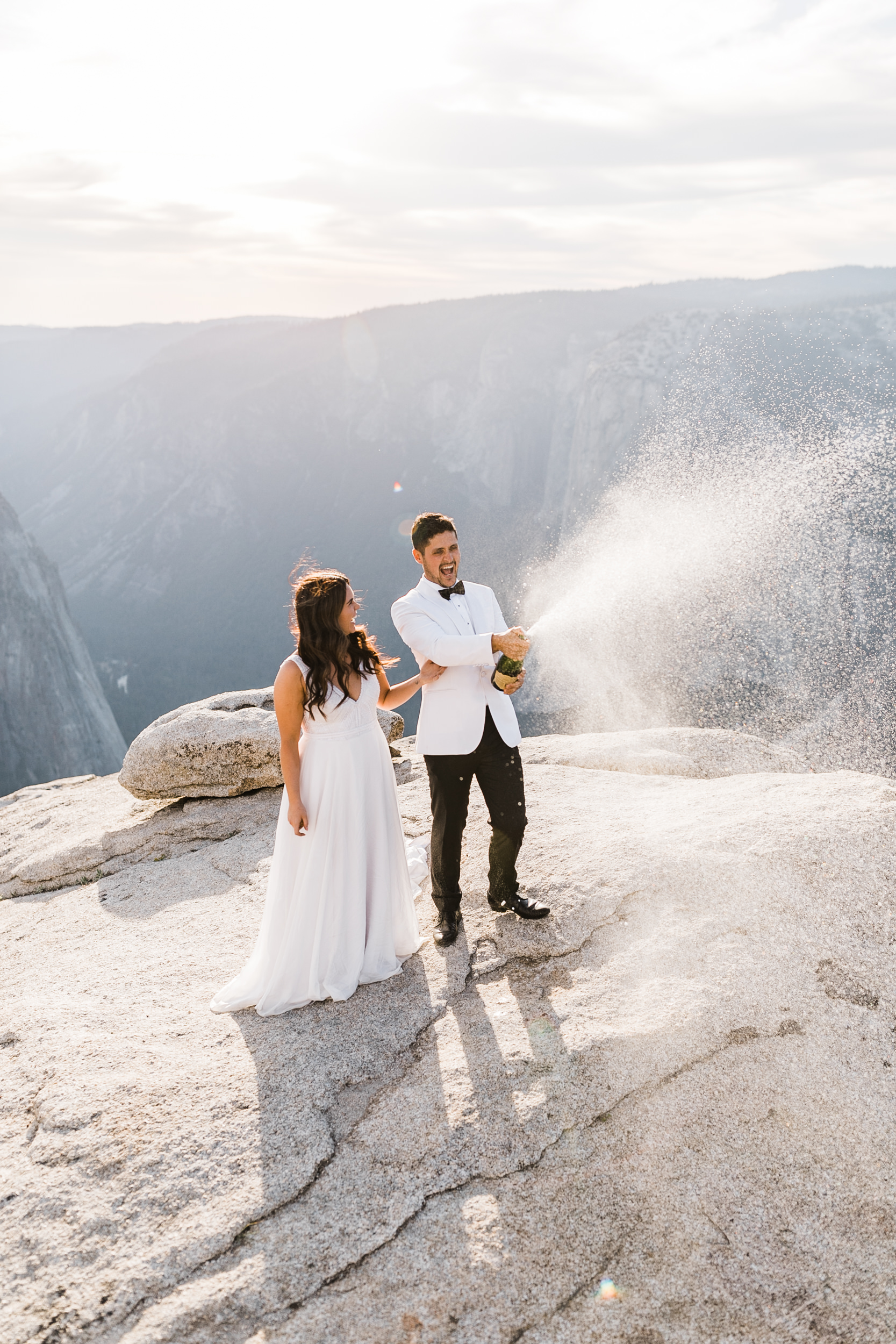 Adventurous Destination Elopement in Yosemite National Park | Glacier Point Sunrise First Look + Taft Point Ceremony | The Hearnes Adventure Photography
