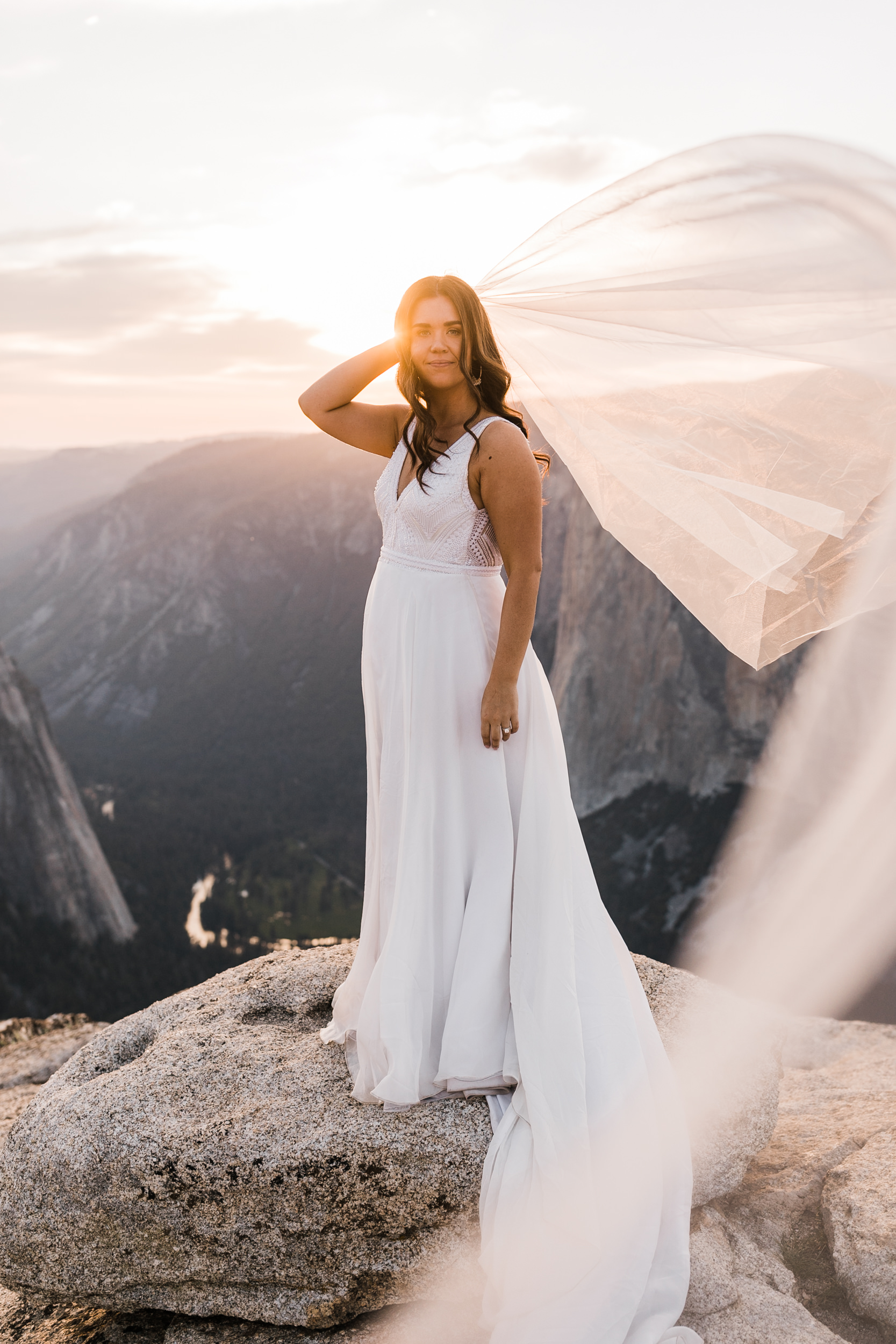 Adventurous Destination Elopement in Yosemite National Park | Glacier Point Sunrise First Look + Taft Point Ceremony | The Hearnes Adventure Photography