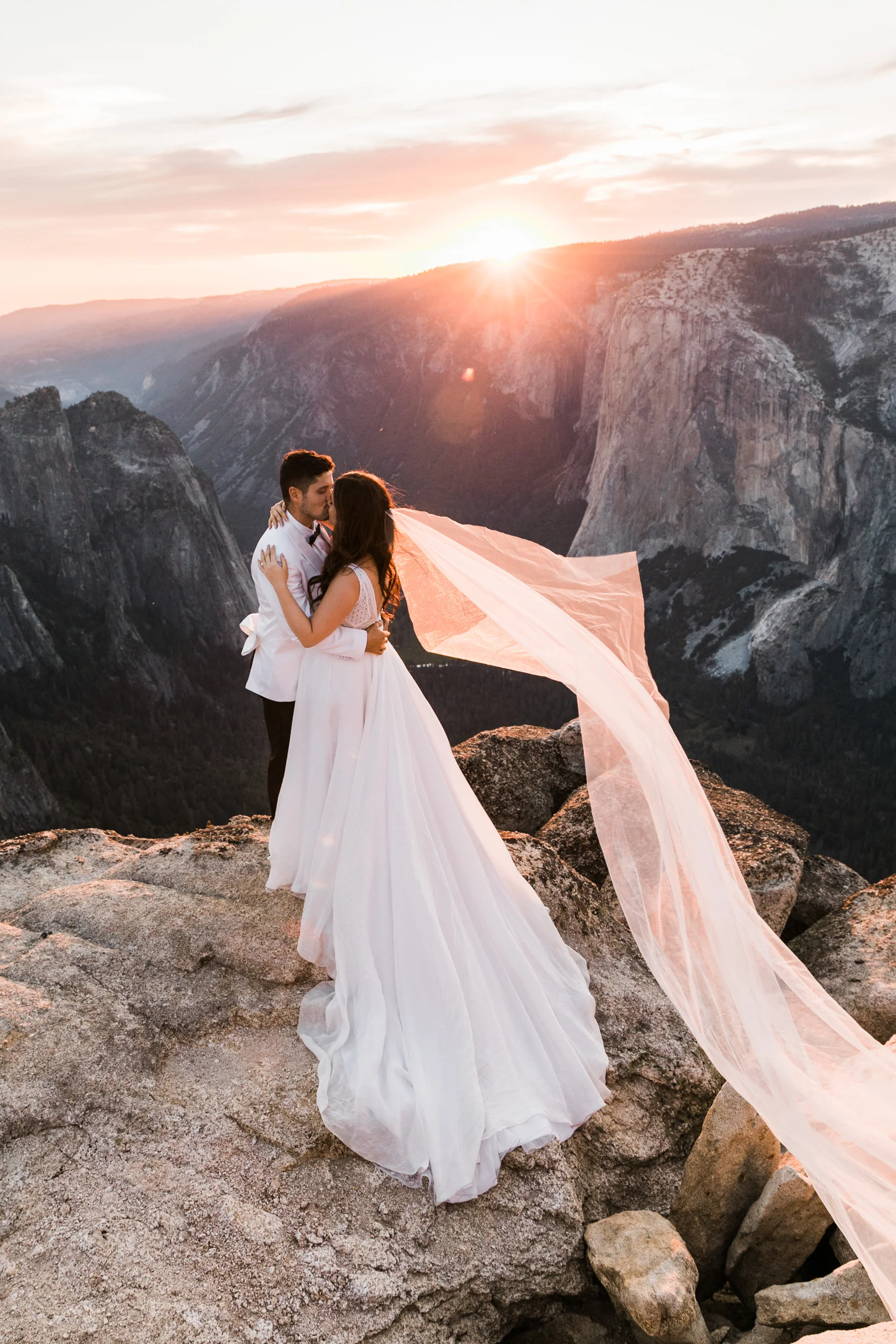 Adventurous Destination Elopement in Yosemite National Park | Glacier Point Sunrise First Look + Taft Point Ceremony | The Hearnes Adventure Photography