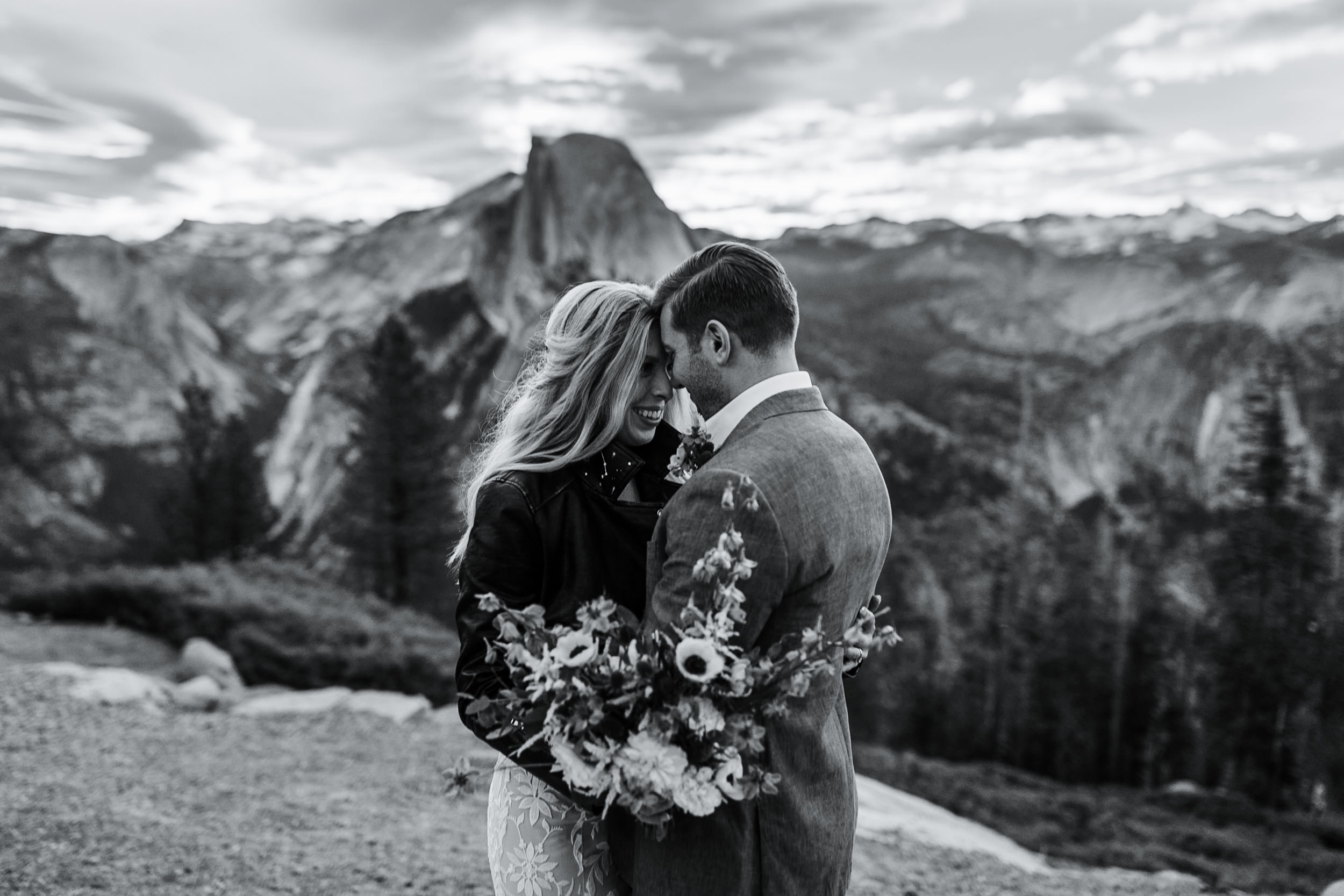 Erika + Grant’s intimate Yosemite National Park destination wedding + romantic backyard reception under twinkle lights | glacier point sunrise first look | the hearnes adventure photography 