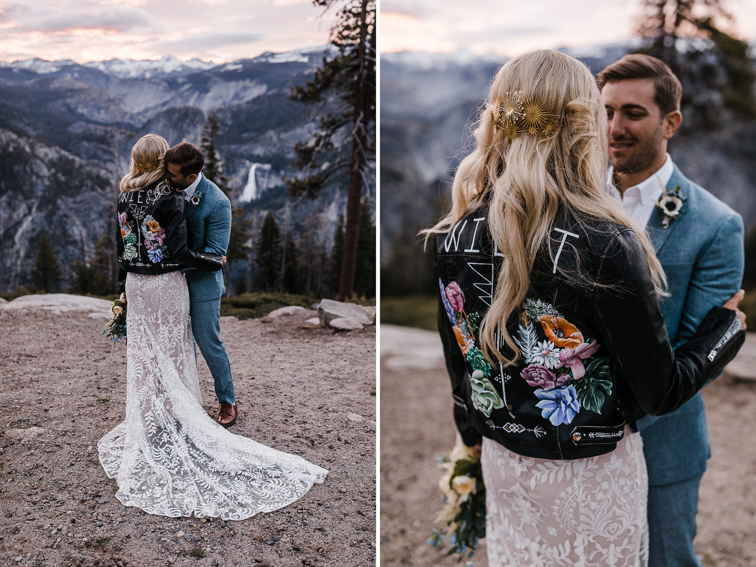 Erika + Grant’s intimate Yosemite National Park destination wedding + romantic backyard reception under twinkle lights | glacier point sunrise first look | the hearnes adventure photography 