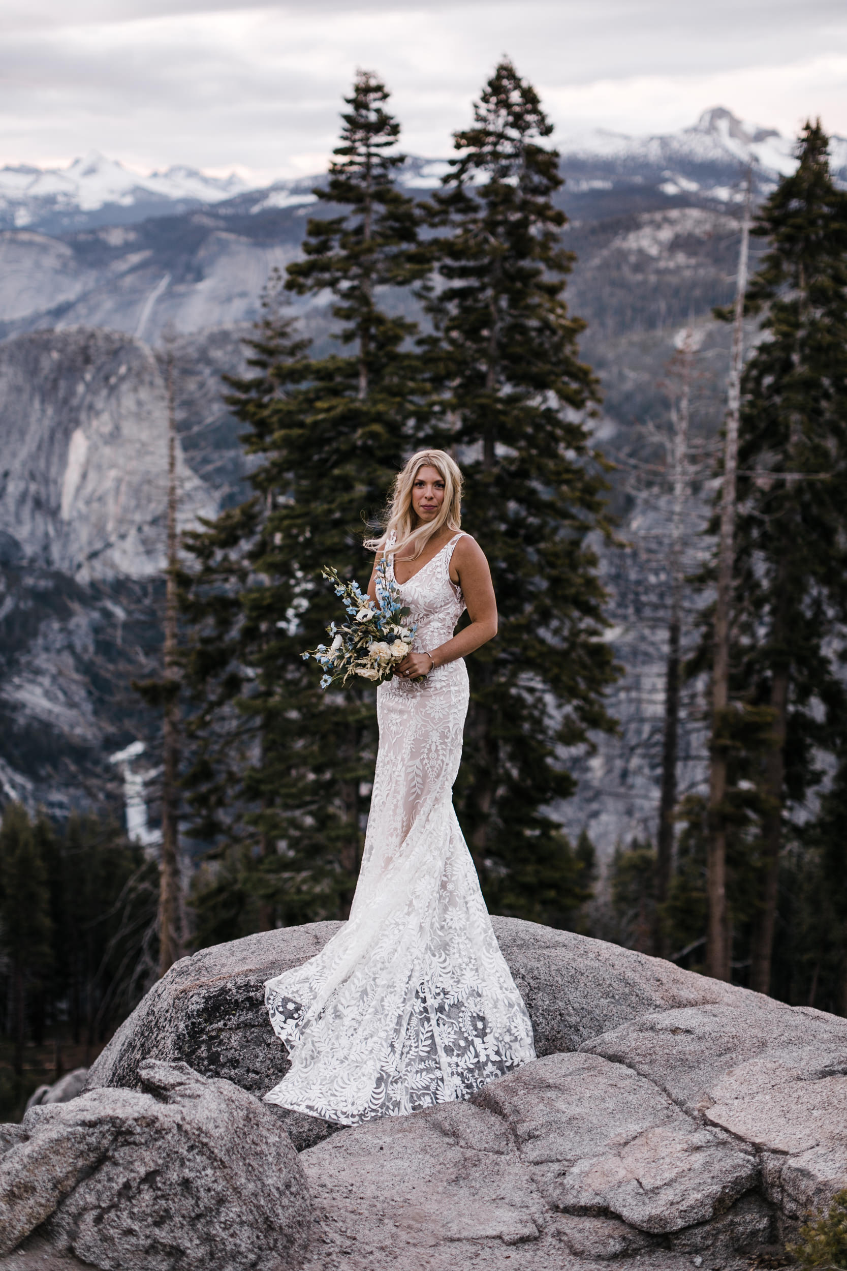 Erika + Grant’s intimate Yosemite National Park destination wedding + romantic backyard reception under twinkle lights | glacier point sunrise first look | the hearnes adventure photography 