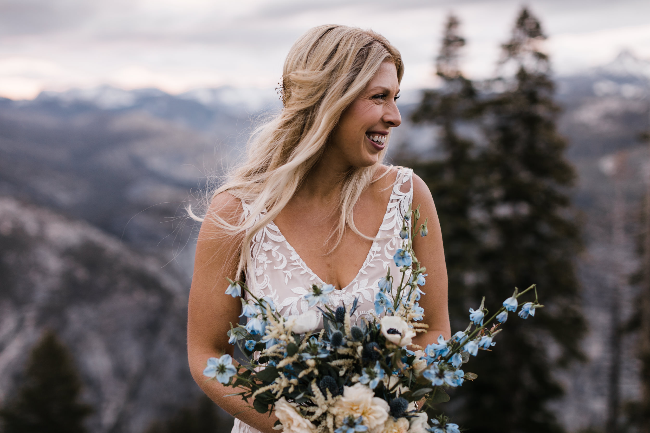 Erika + Grant’s intimate Yosemite National Park destination wedding + romantic backyard reception under twinkle lights | glacier point sunrise first look | the hearnes adventure photography 