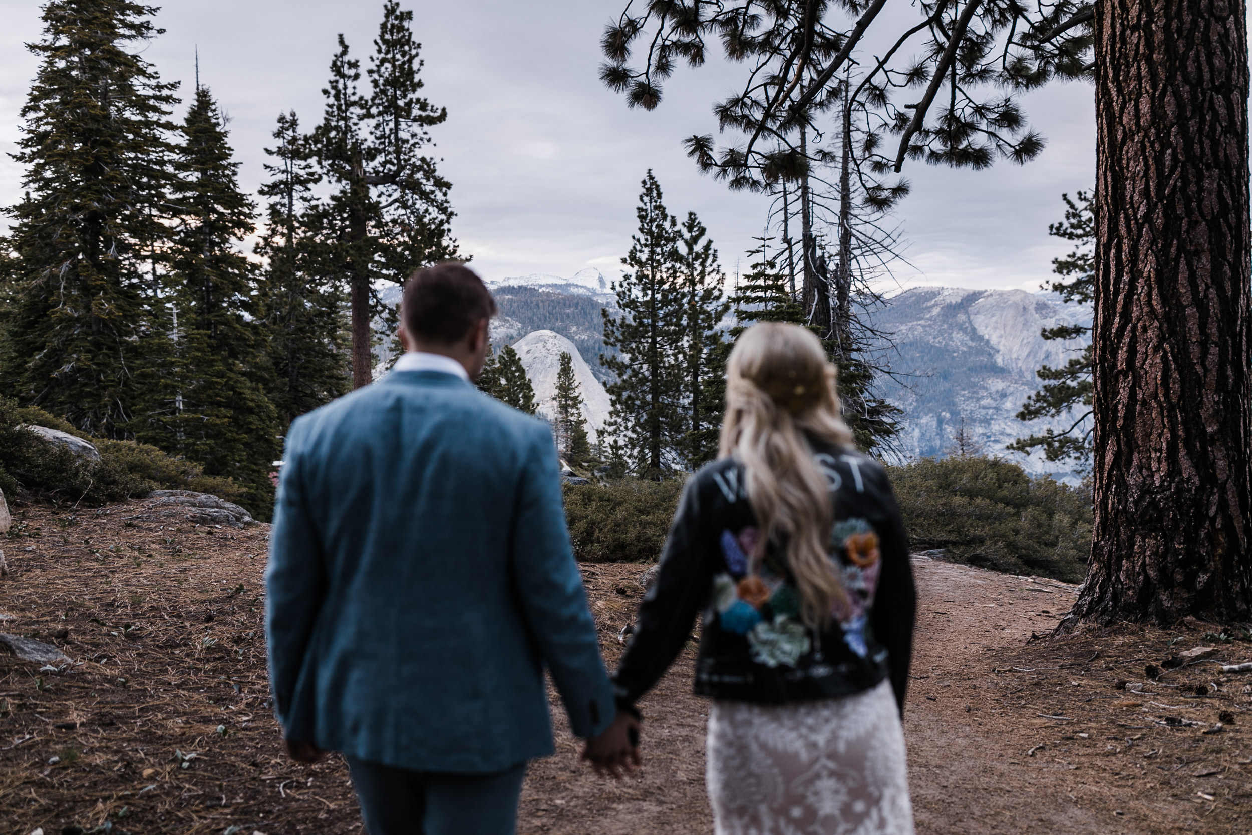 Erika + Grant’s intimate Yosemite National Park destination wedding + romantic backyard reception under twinkle lights | glacier point sunrise first look | the hearnes adventure photography 