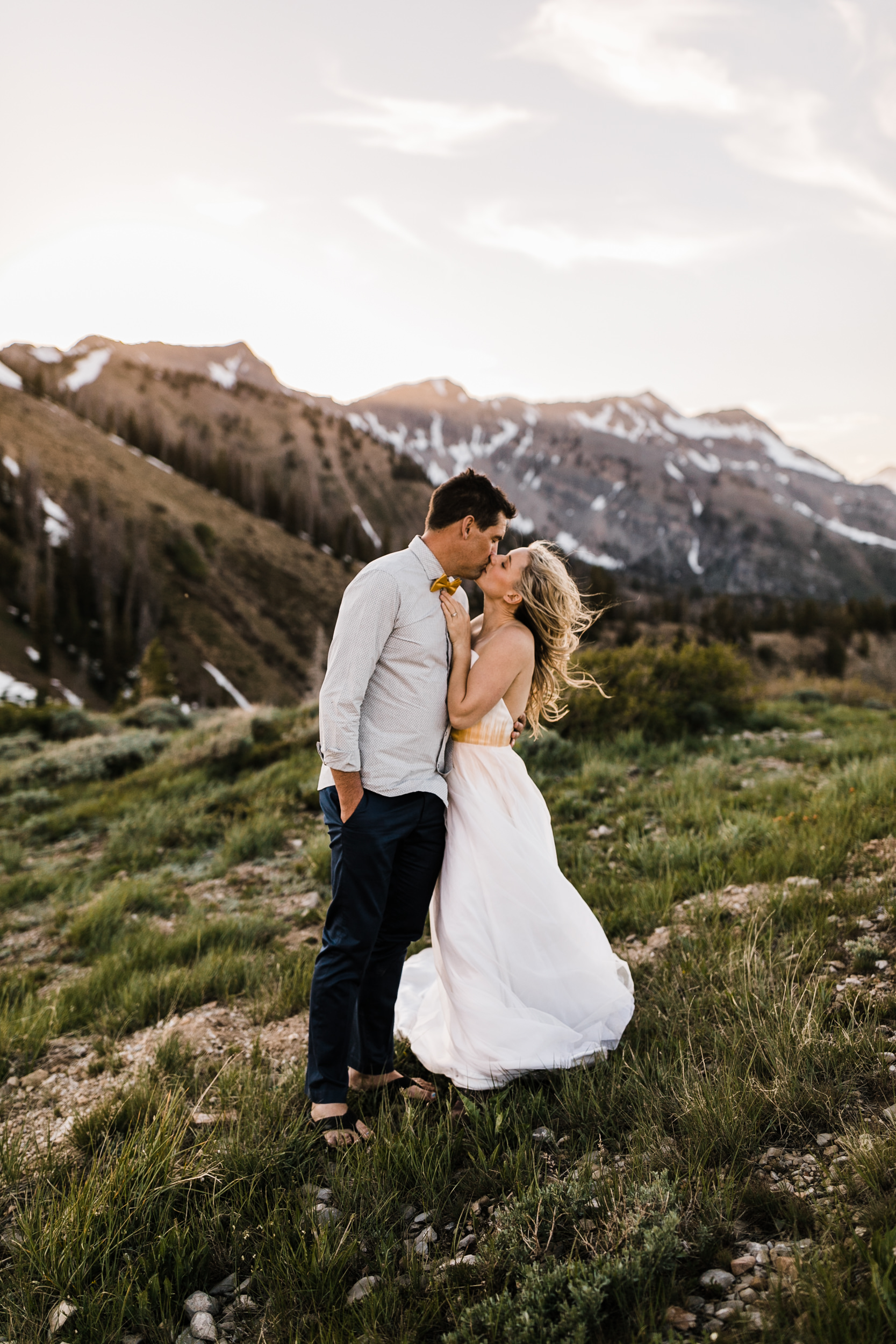 Adventurous Helicopter Elopement Bridal Portraits with Caroline Gleich and Rob Lea in the Wasatch Mountains near Salt Lake City, Utah