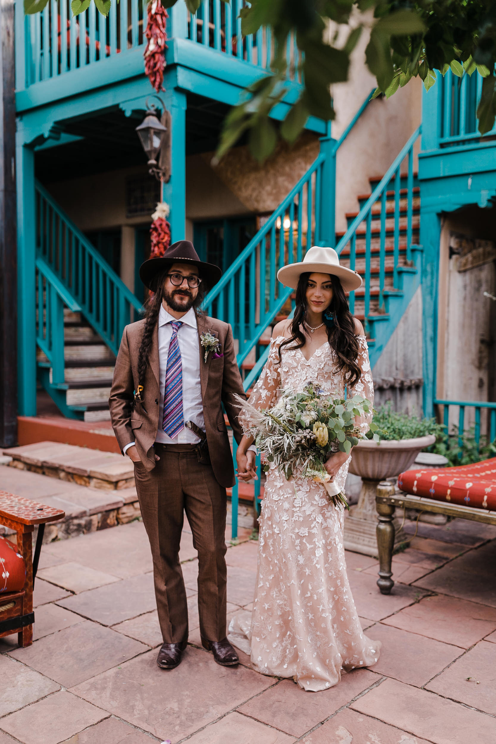 Rachel + Ryan’s Intimate Southwestern Wedding at Inn of the Five Graces in Santa Fe, New Mexico | Turquoise Bride | The Hearnes Adventure Photography