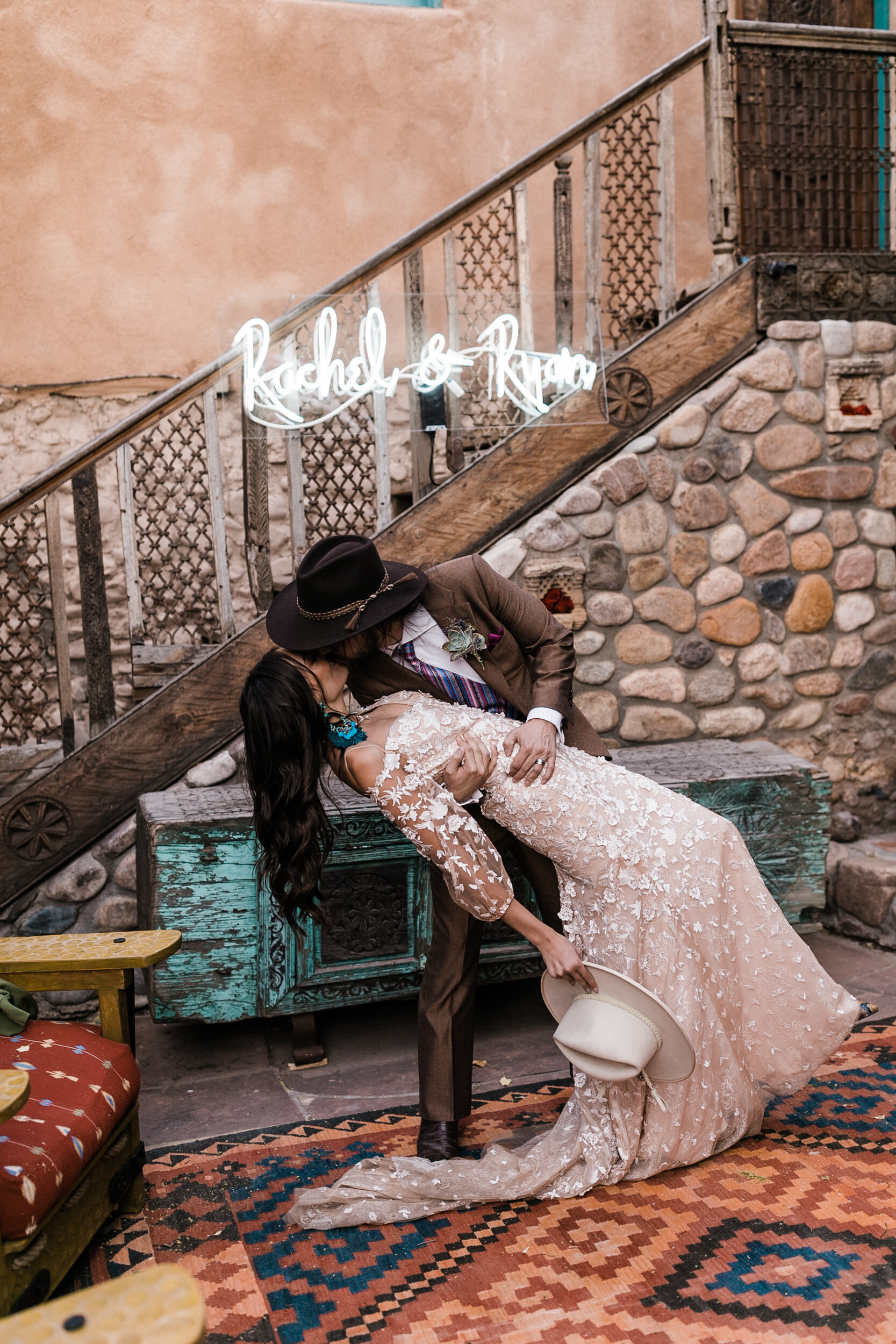 Rachel + Ryan’s Intimate Southwestern Wedding at Inn of the Five Graces in Santa Fe, New Mexico | Turquoise Bride | The Hearnes Adventure Photography