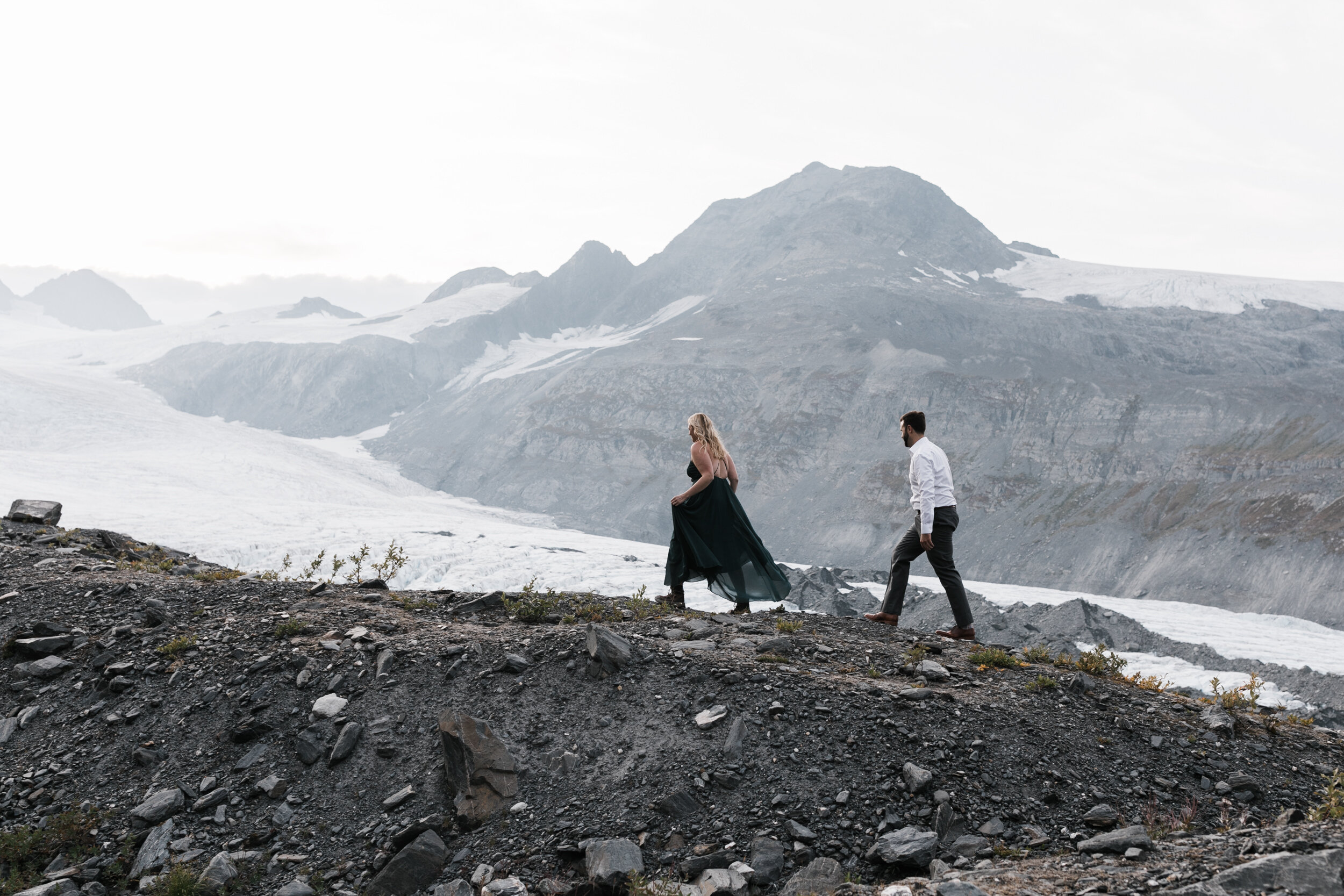 Engagement Session in Alaska | August Fall Colors on a Glacier Hike | The Hearnes Adventure Wedding Photography