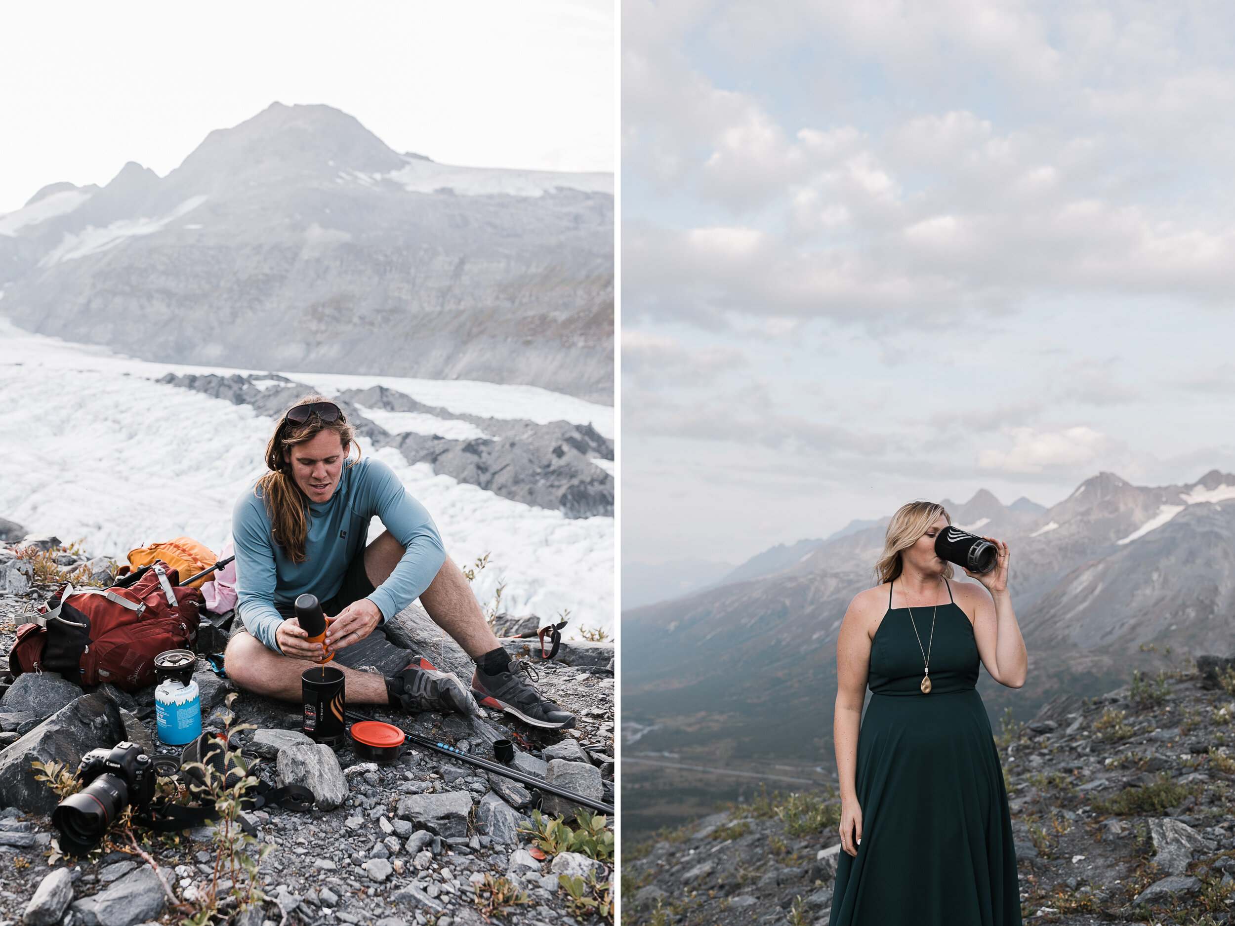 Engagement Session in Alaska | August Fall Colors on a Glacier Hike | The Hearnes Adventure Wedding Photography