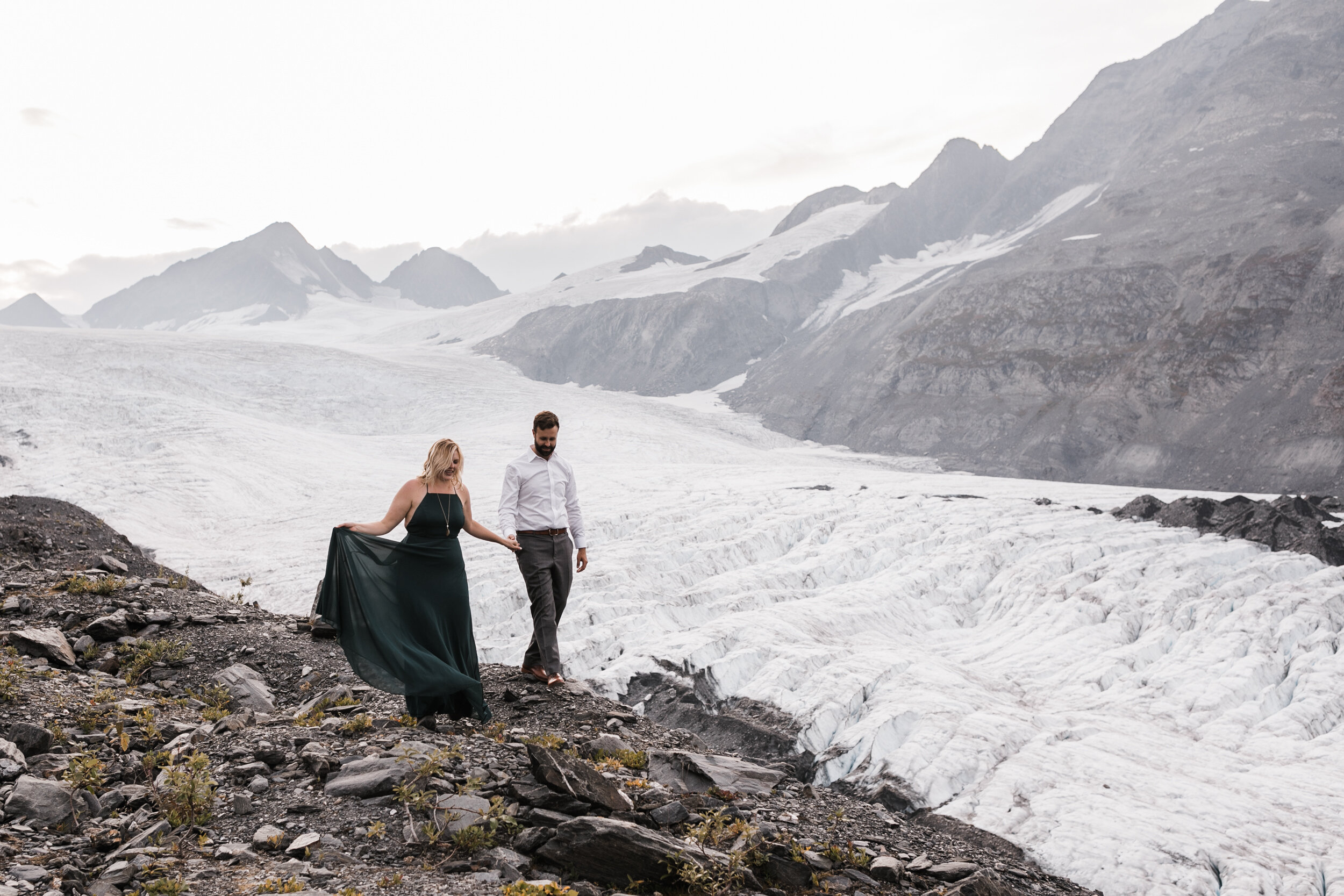 Engagement Session in Alaska | August Fall Colors on a Glacier Hike | The Hearnes Adventure Wedding Photography