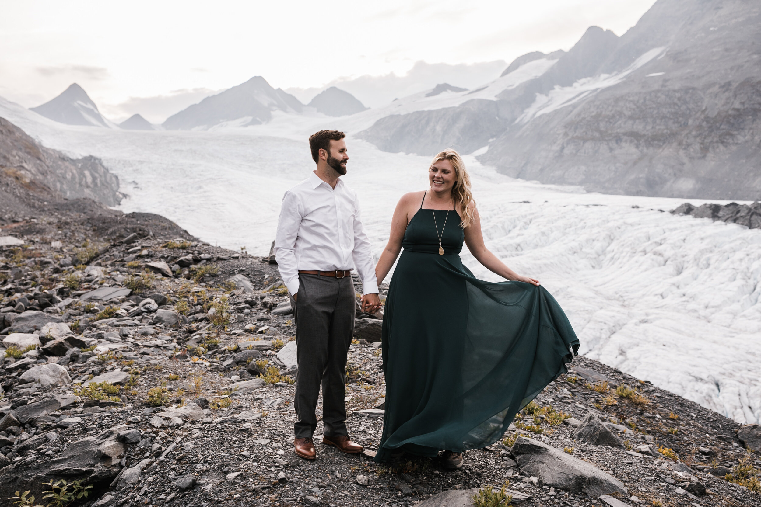 Engagement Session in Alaska | August Fall Colors on a Glacier Hike | The Hearnes Adventure Wedding Photography