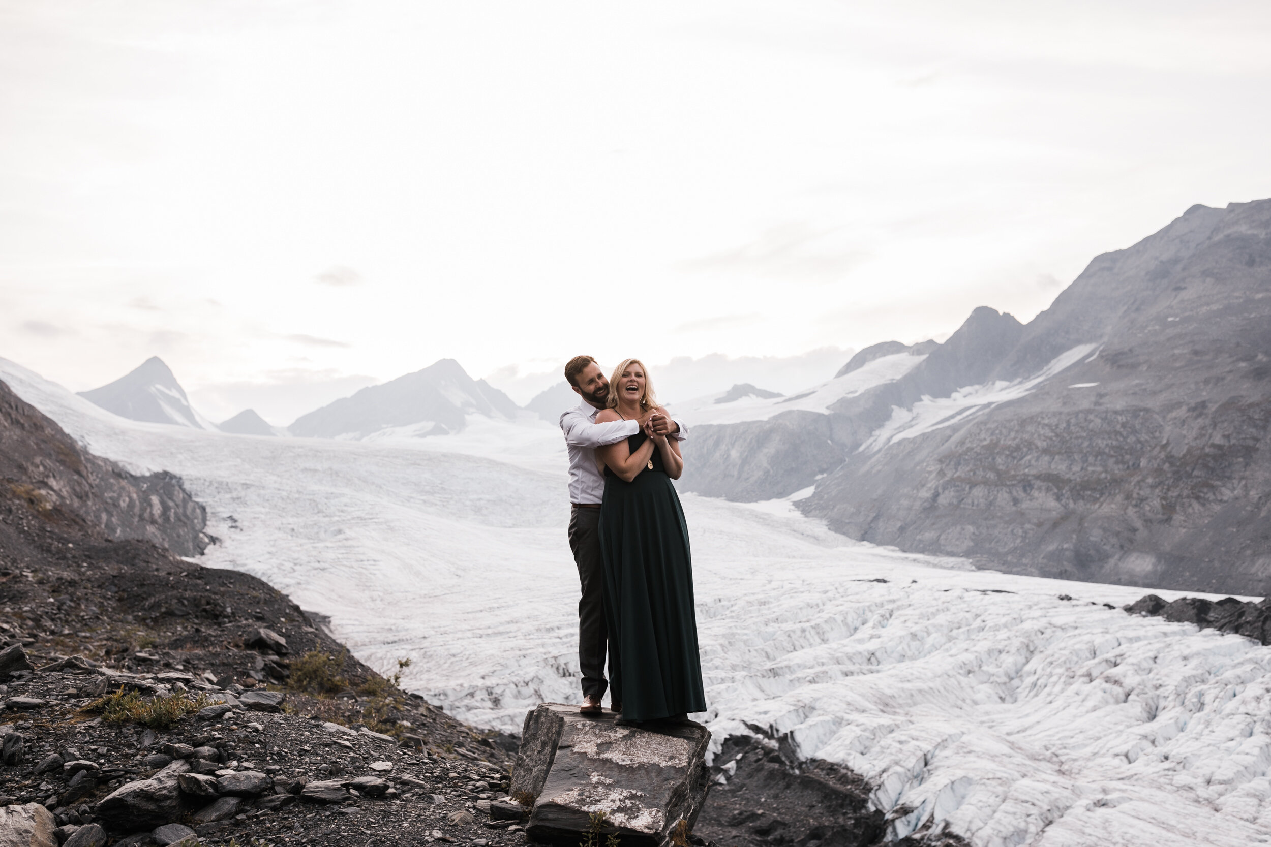 Engagement Session in Alaska | August Fall Colors on a Glacier Hike | The Hearnes Adventure Wedding Photography