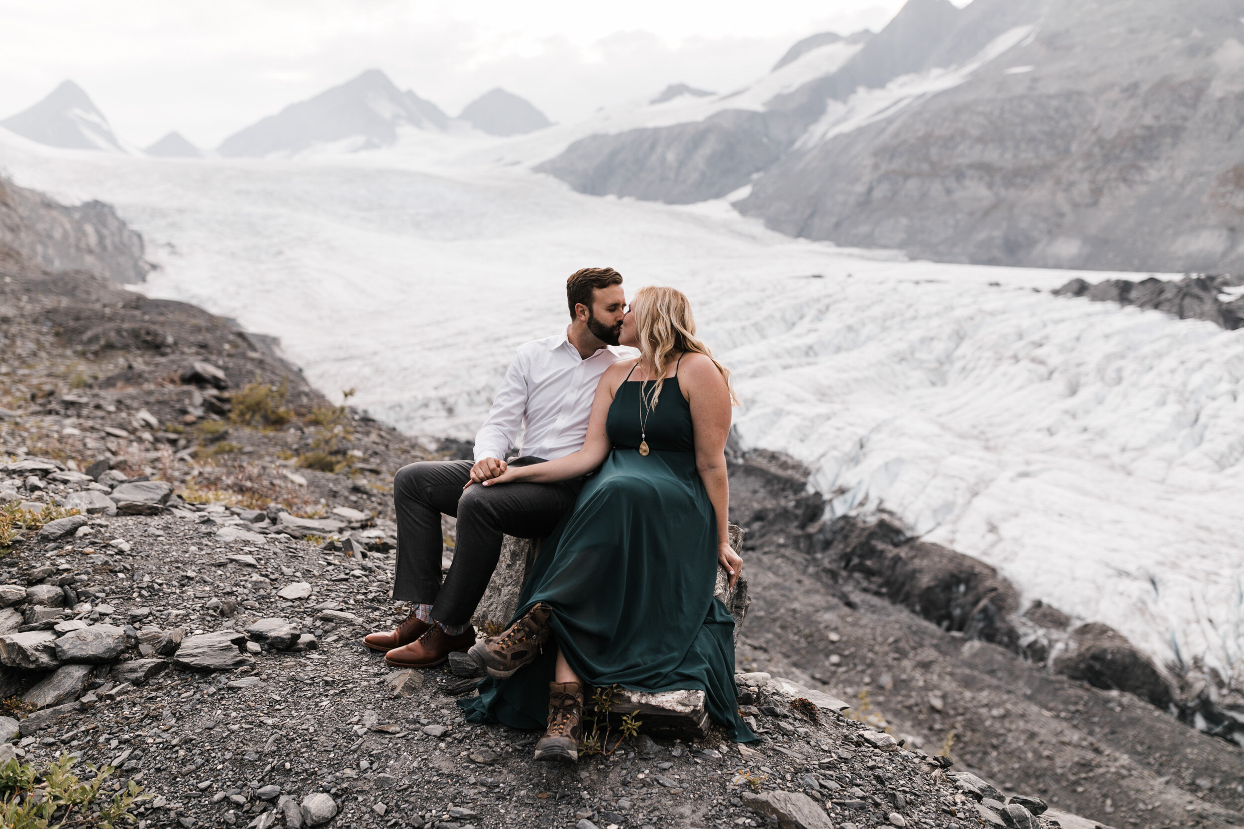 Engagement Session in Alaska | August Fall Colors on a Glacier Hike | The Hearnes Adventure Wedding Photography