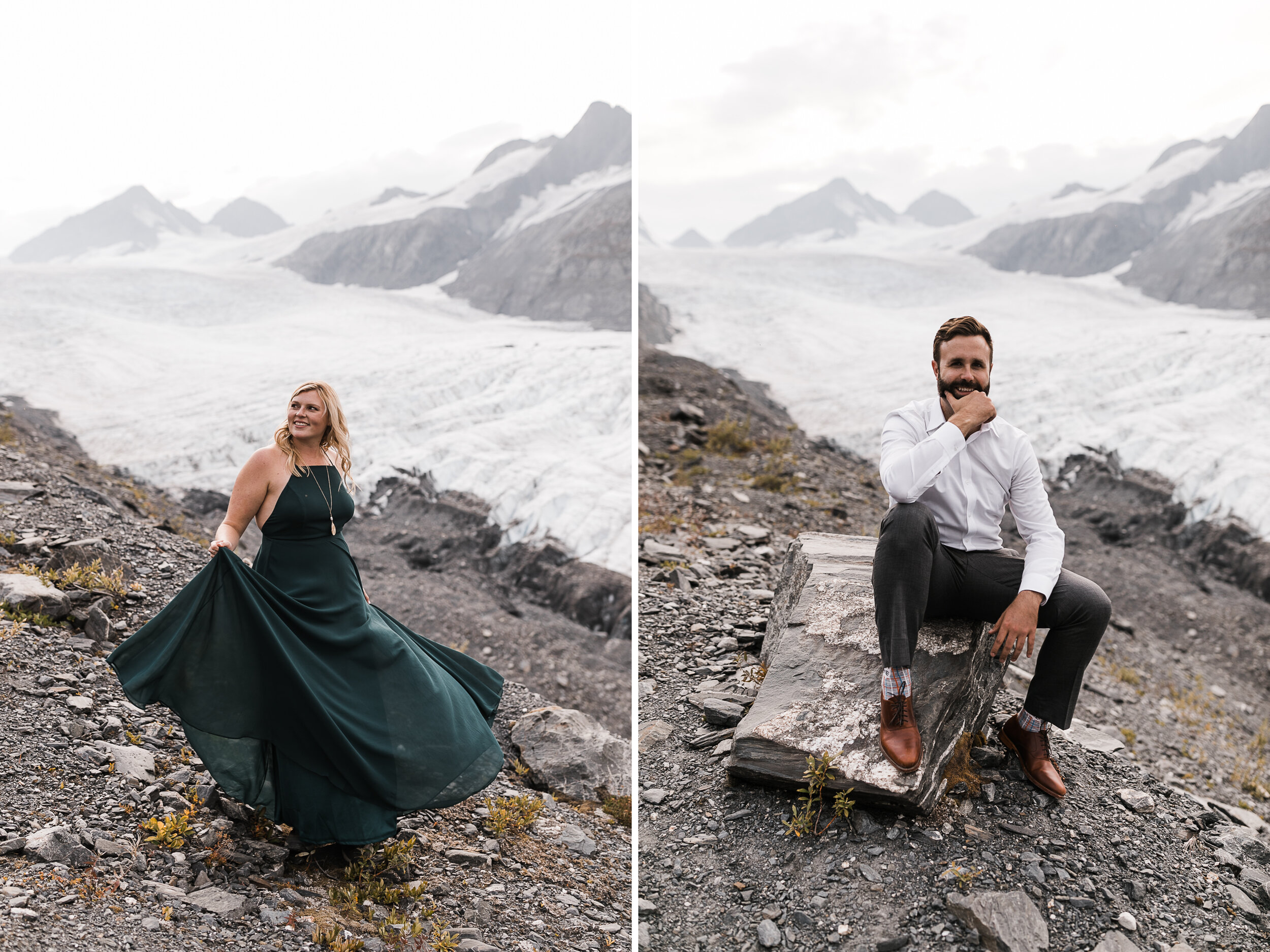 Engagement Session in Alaska | August Fall Colors on a Glacier Hike | The Hearnes Adventure Wedding Photography