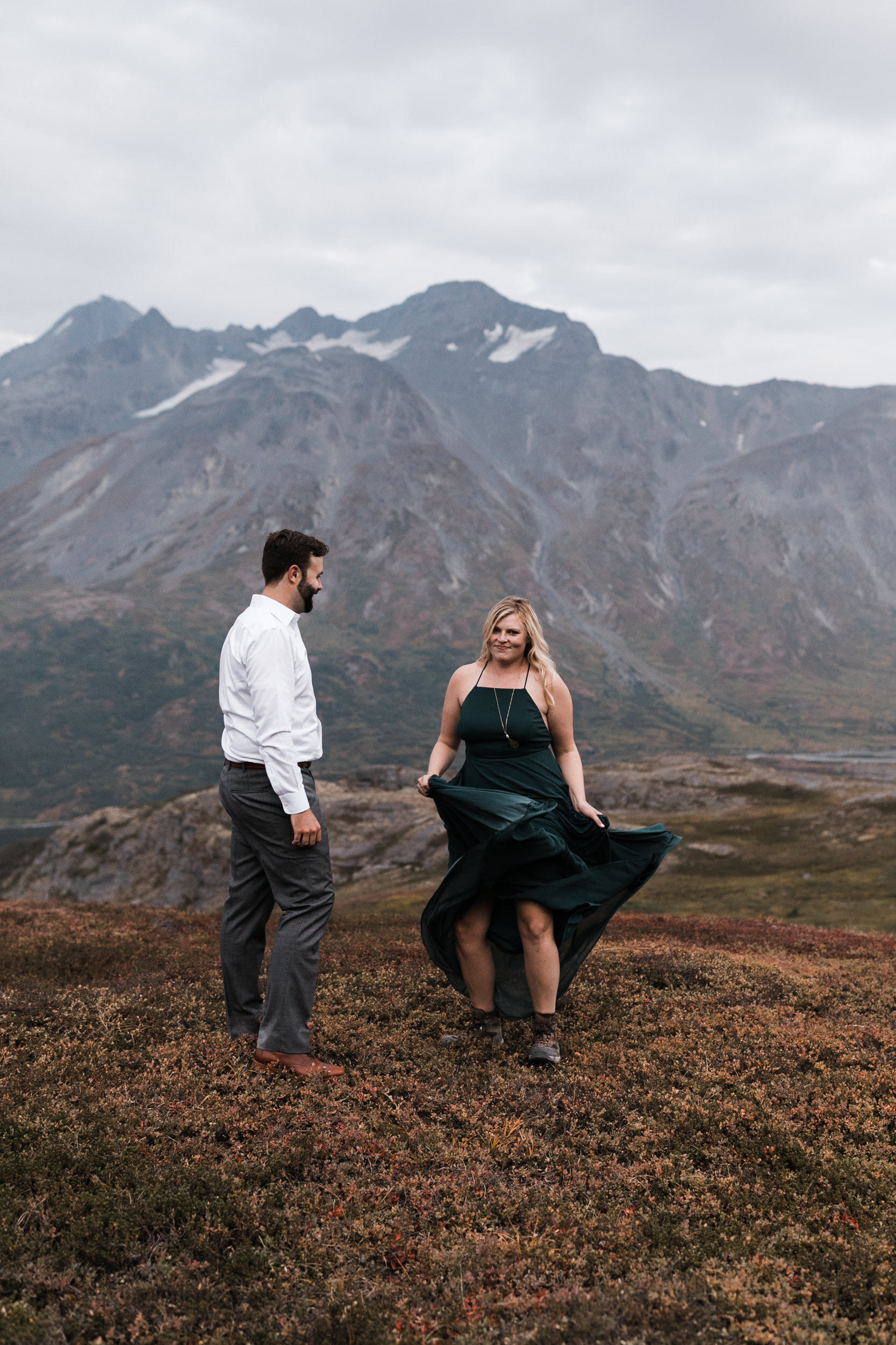 Engagement Session in Alaska | August Fall Colors on a Glacier Hike | The Hearnes Adventure Wedding Photography