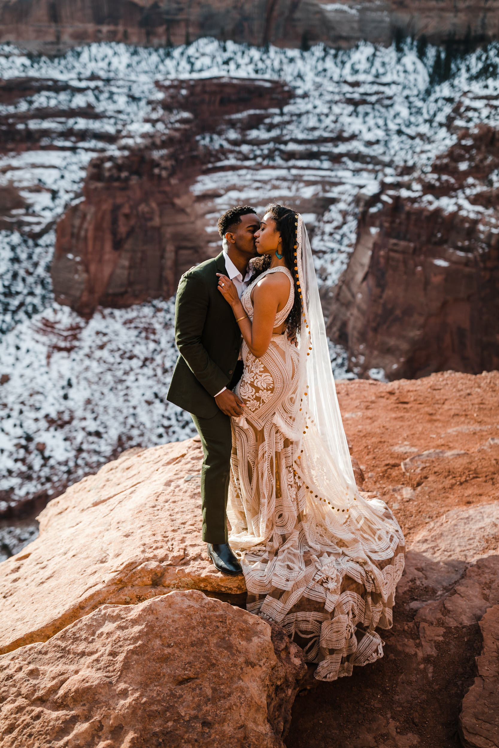 Moab Elopement Photographer | The Hearnes | Rue de Seine East Gown | Boho Western Desert Wedding Inspiration