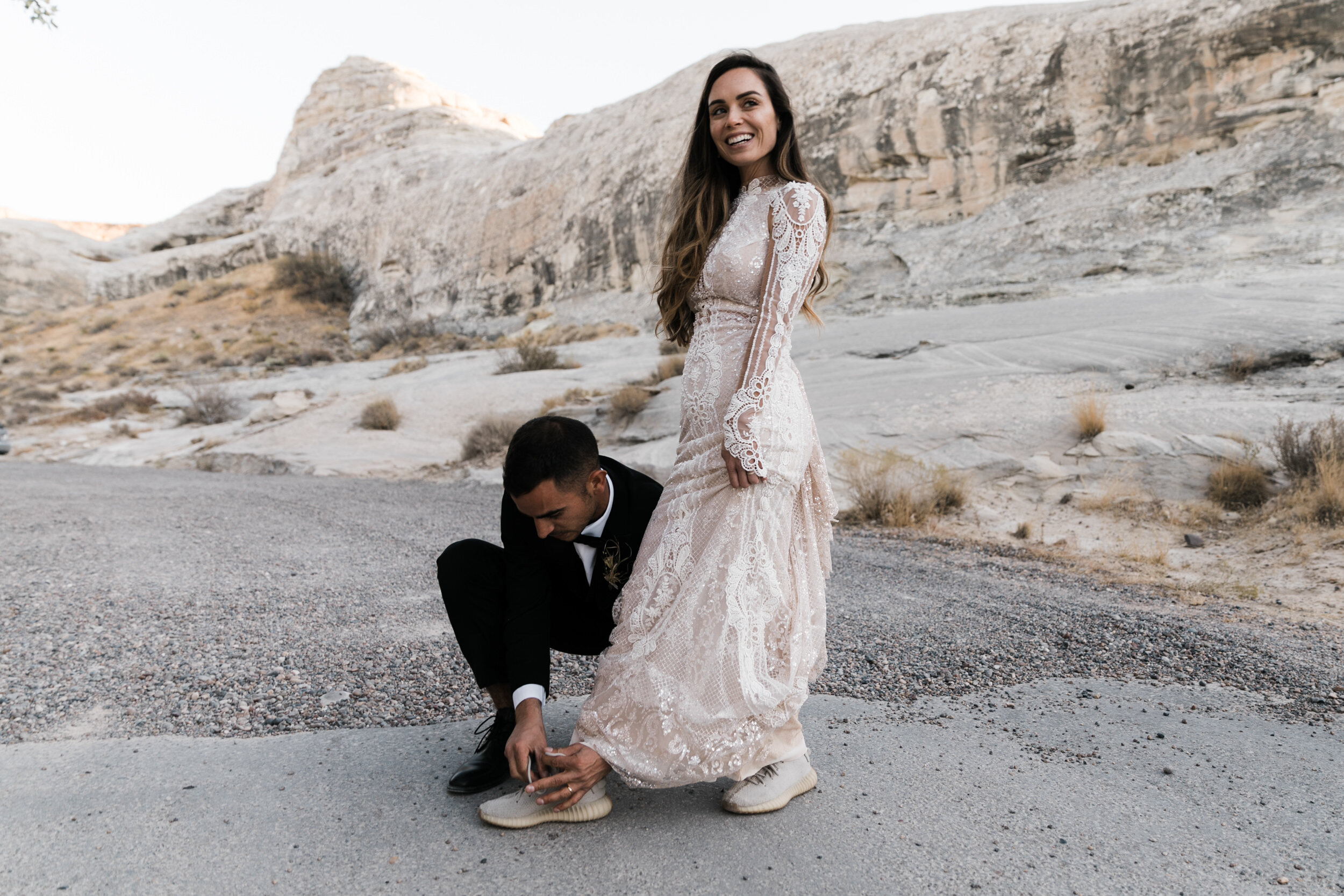 Amangiri Destination Wedding | Luxury Aman Adventure Elopement in the Utah Desert | Galia Lahav Bride | The Hearnes Adventure Photography