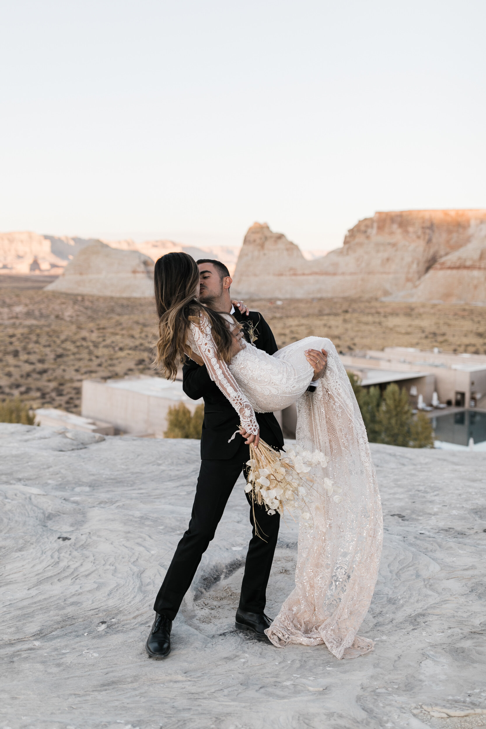 Amangiri Destination Wedding | Luxury Aman Adventure Elopement in the Utah Desert | Galia Lahav Bride | The Hearnes Adventure Photography