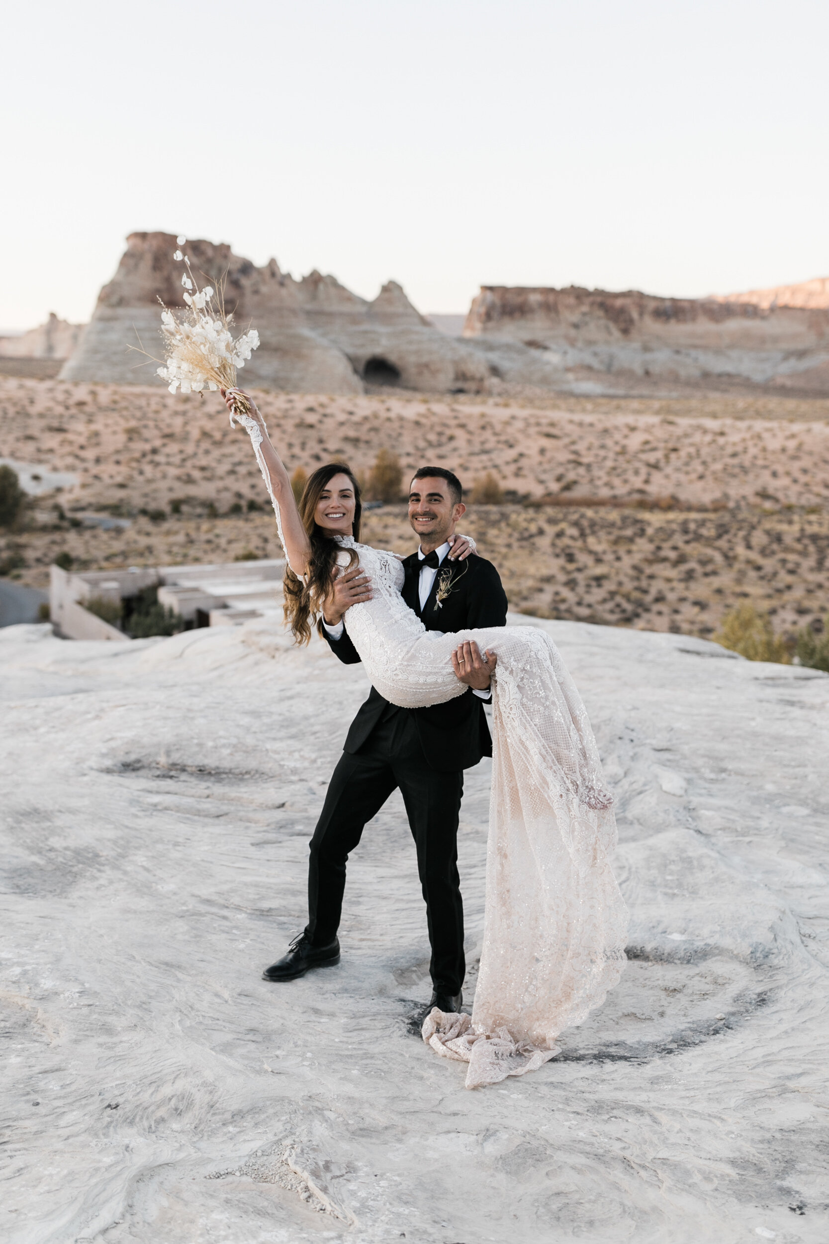 Amangiri Destination Wedding | Luxury Aman Adventure Elopement in the Utah Desert | Galia Lahav Bride | The Hearnes Adventure Photography