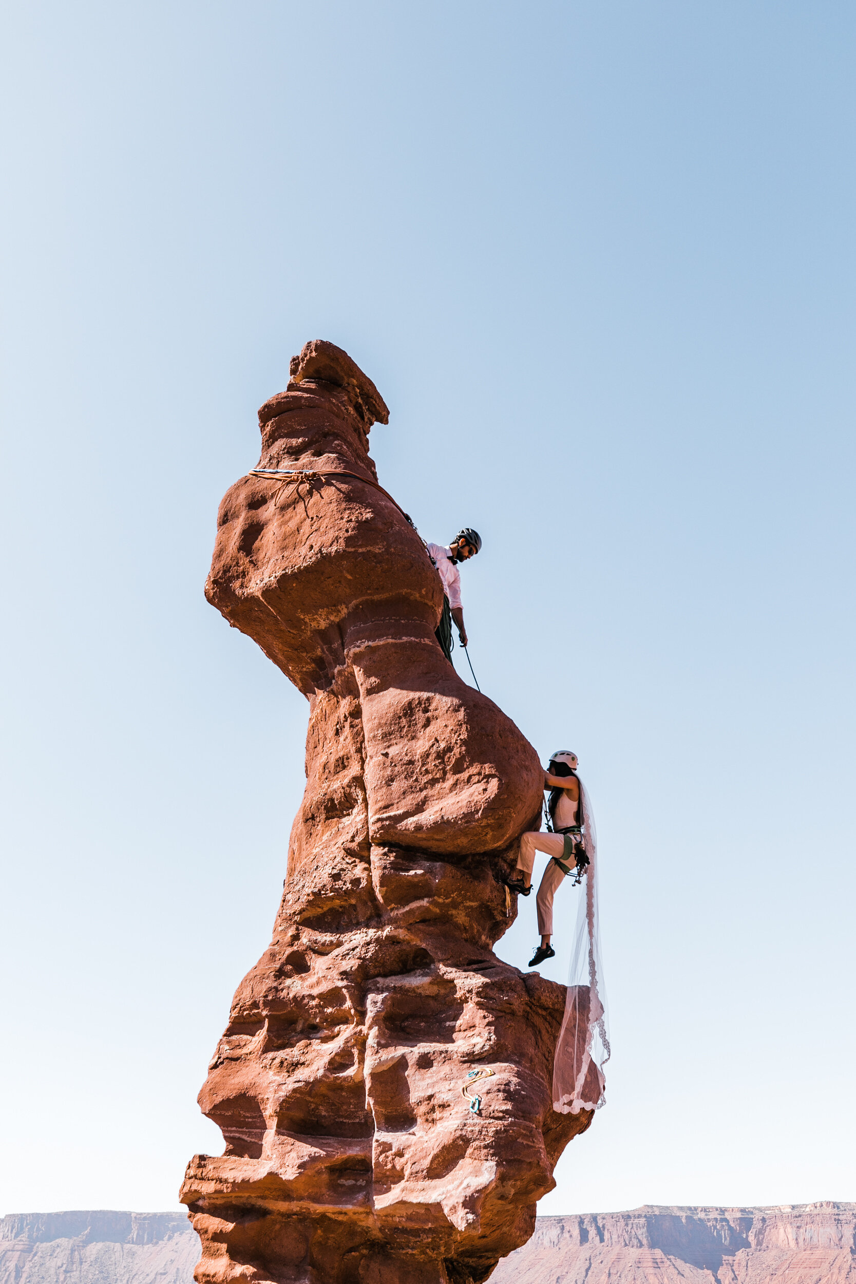 Rock Climbing wedding in Moab, Utah | Desert tower elopement | The Hearnes Adventure Photography